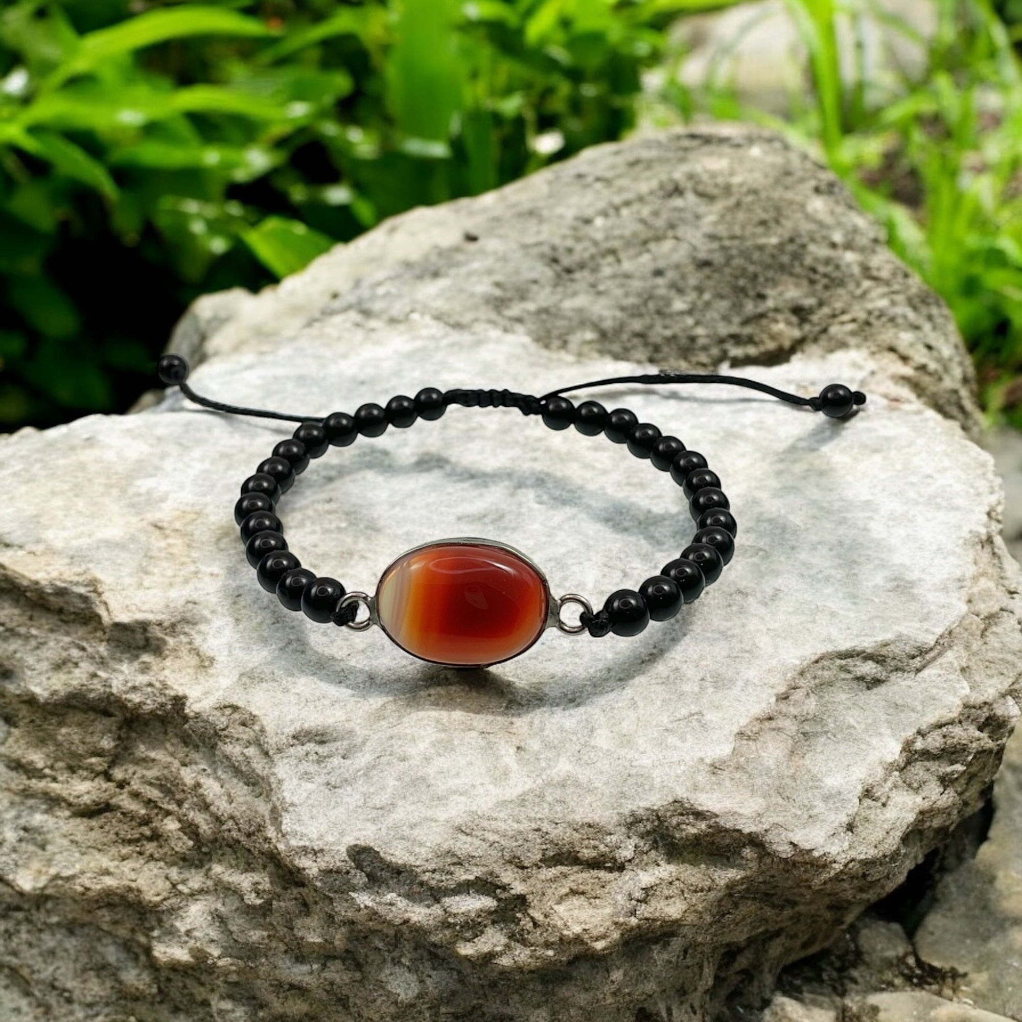 Carnelian & Black Agate Spiritual Healing Bracelet