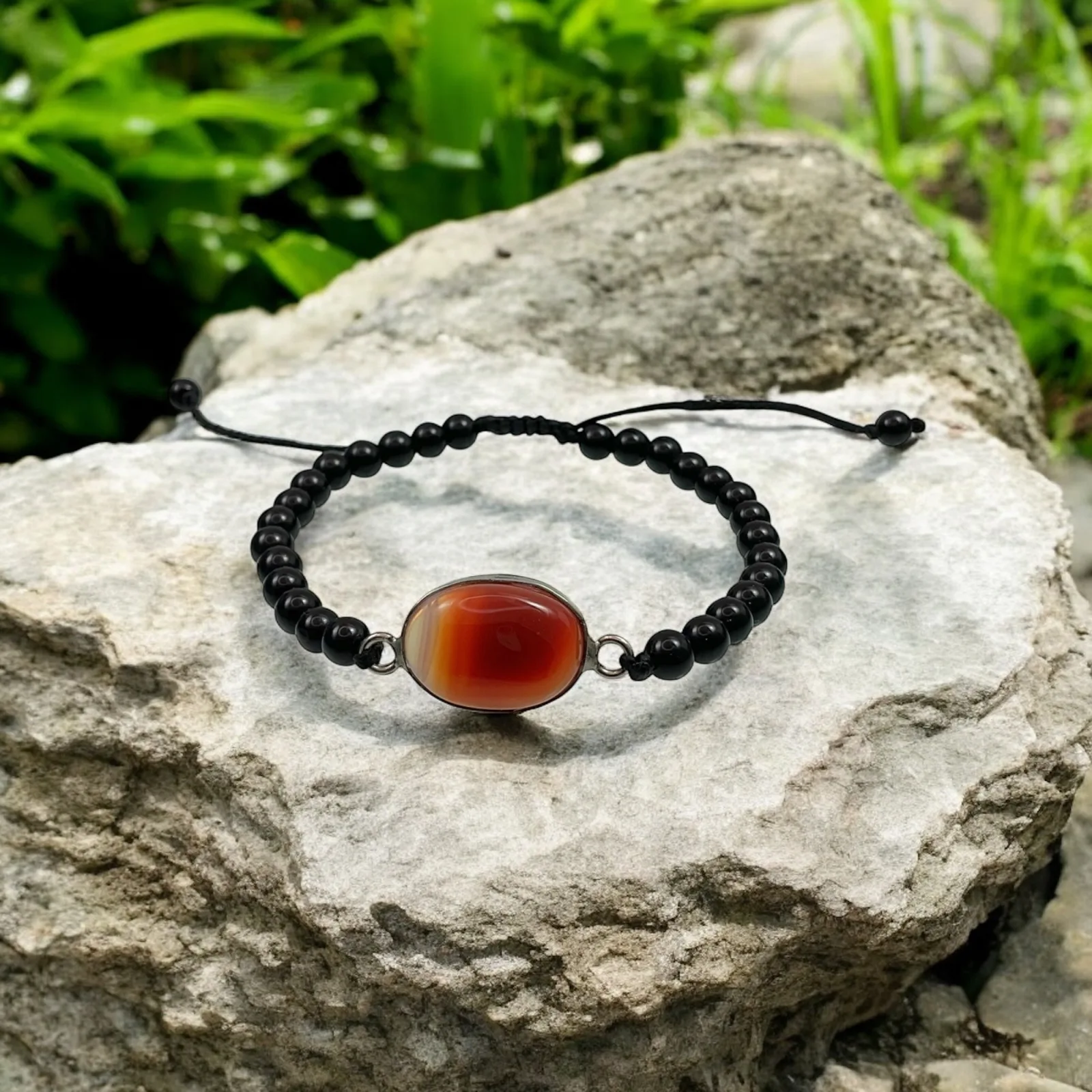 Carnelian & Black Agate Spiritual Healing Bracelet
