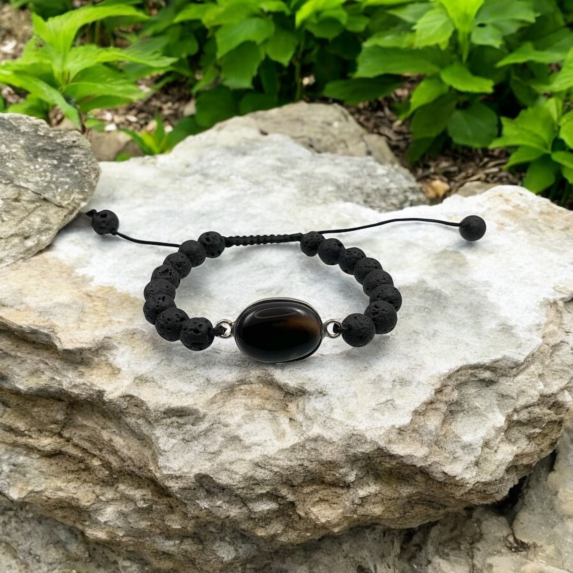 Black Agate & Lava Stone Bracelet