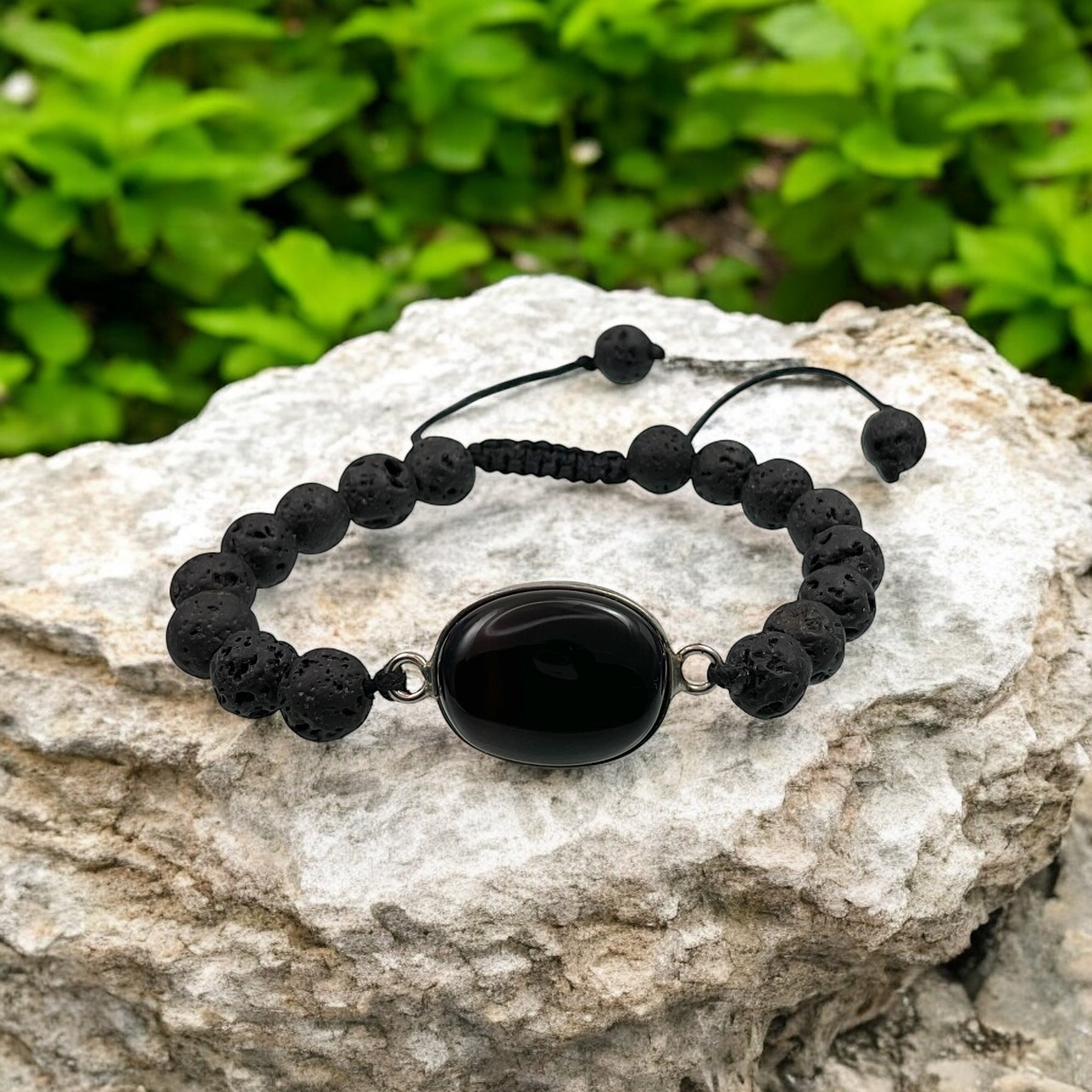 Black Agate & Lava Stone Bracelet