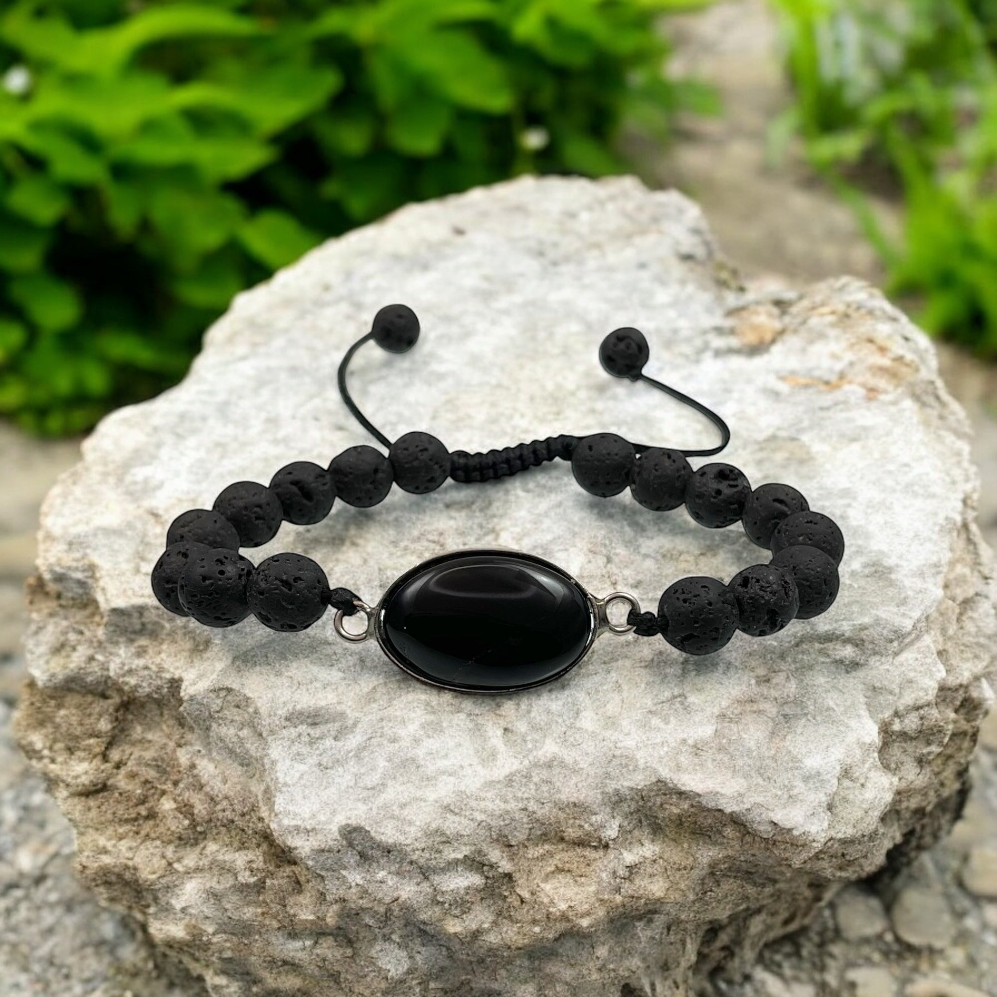 Black Agate & Lava Stone Bracelet