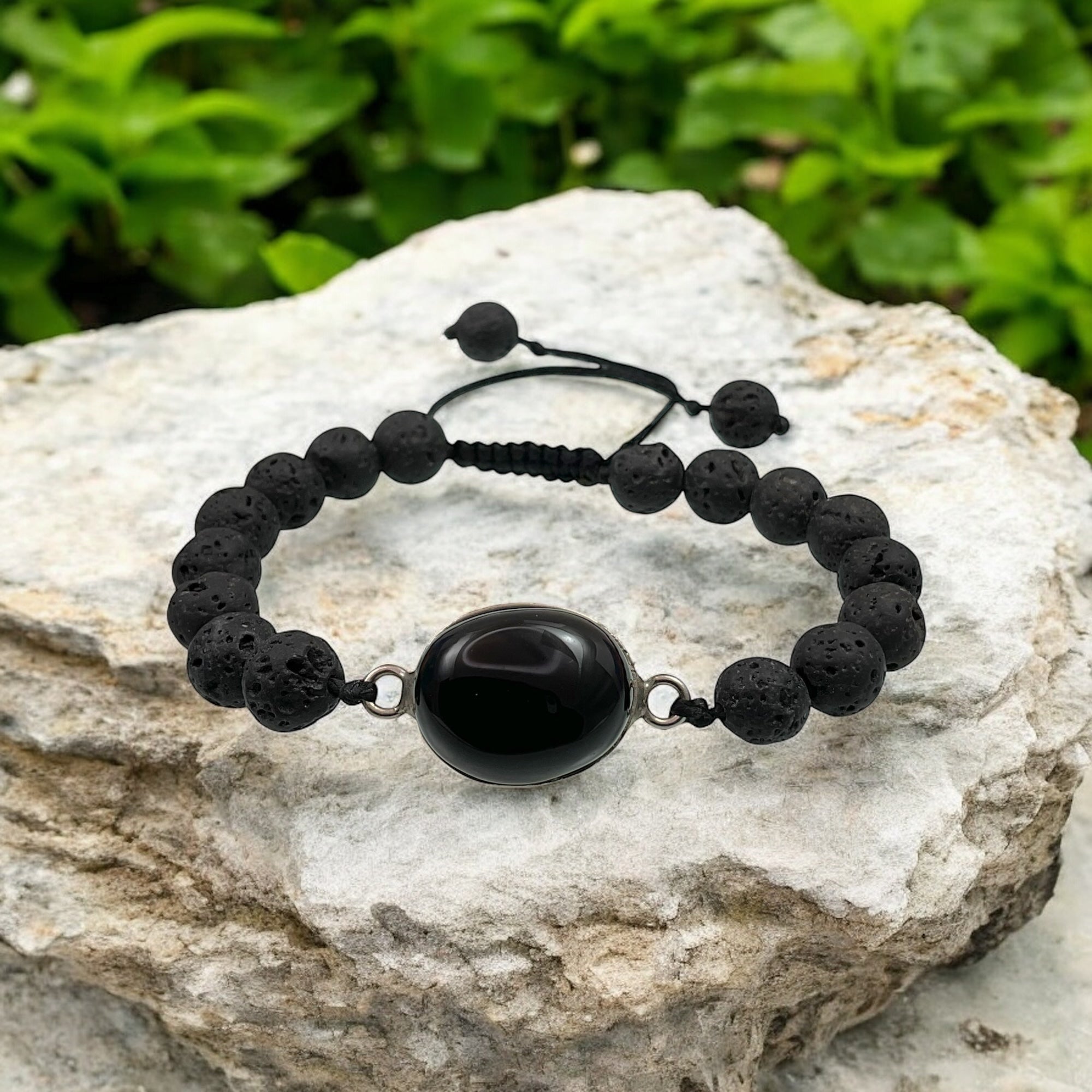 Black Agate & Lava Stone Bracelet