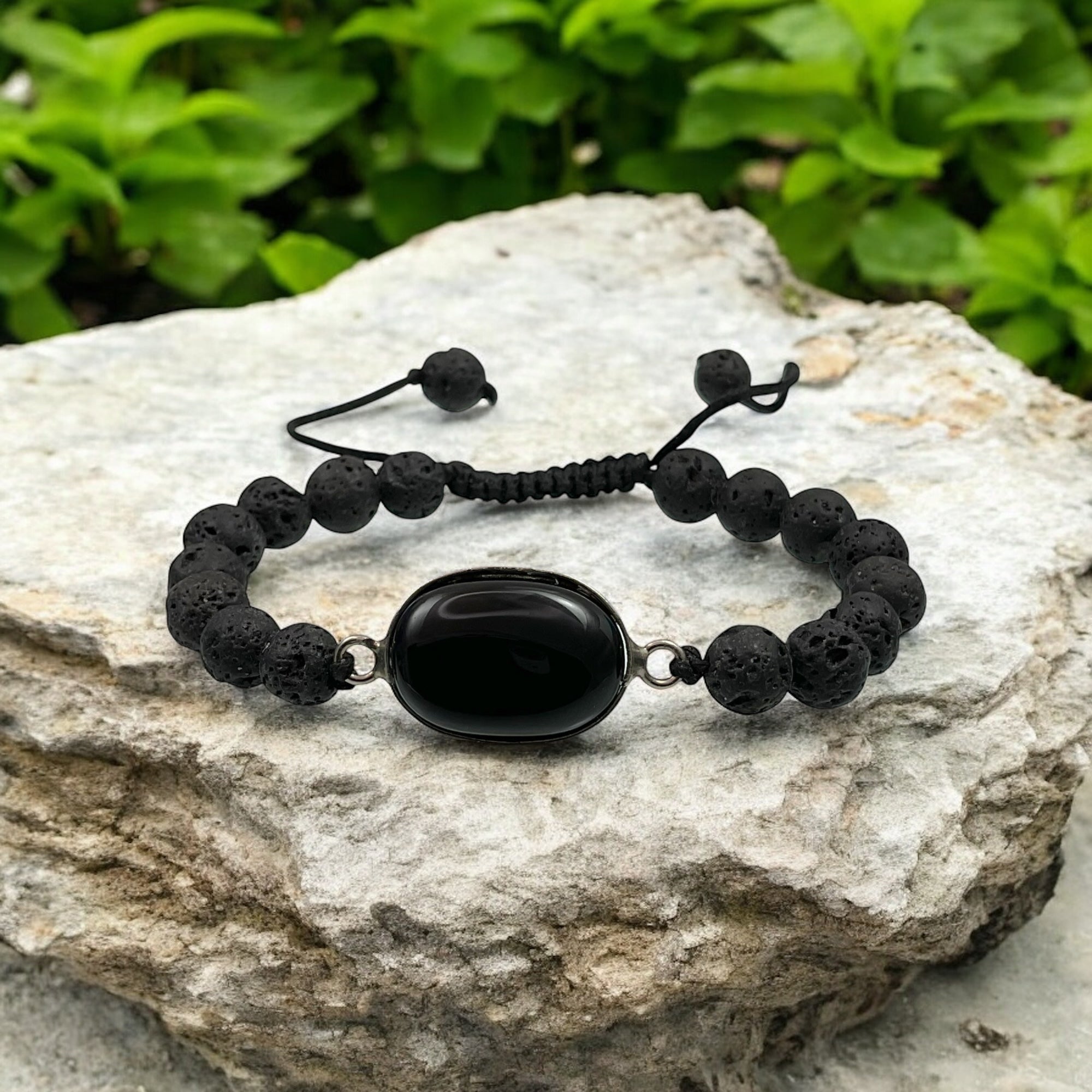 Black Agate & Lava Stone Bracelet