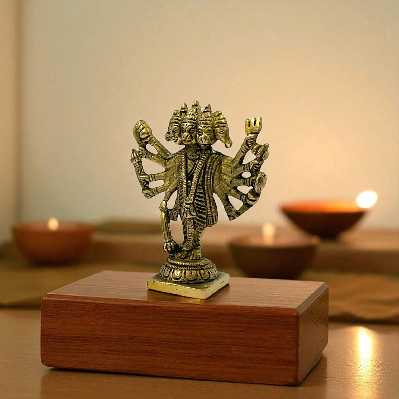 Brass 5 face hanuman ji ( stand )