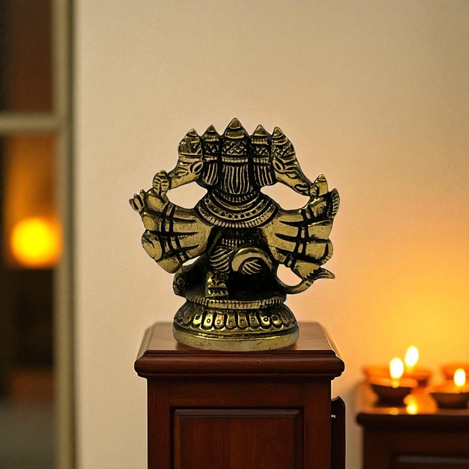 Brass 5 face hanuman ji ( stand )