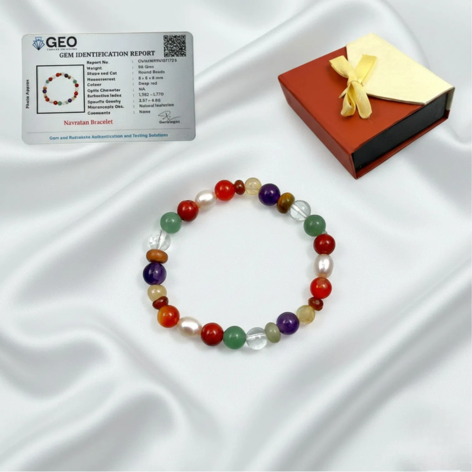 Navratan Bracelet for Luck & Prosperity 8 mm Beads