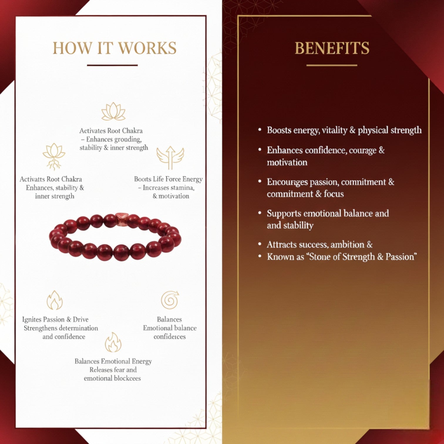 Garnet Bracelet for Balance & Energy