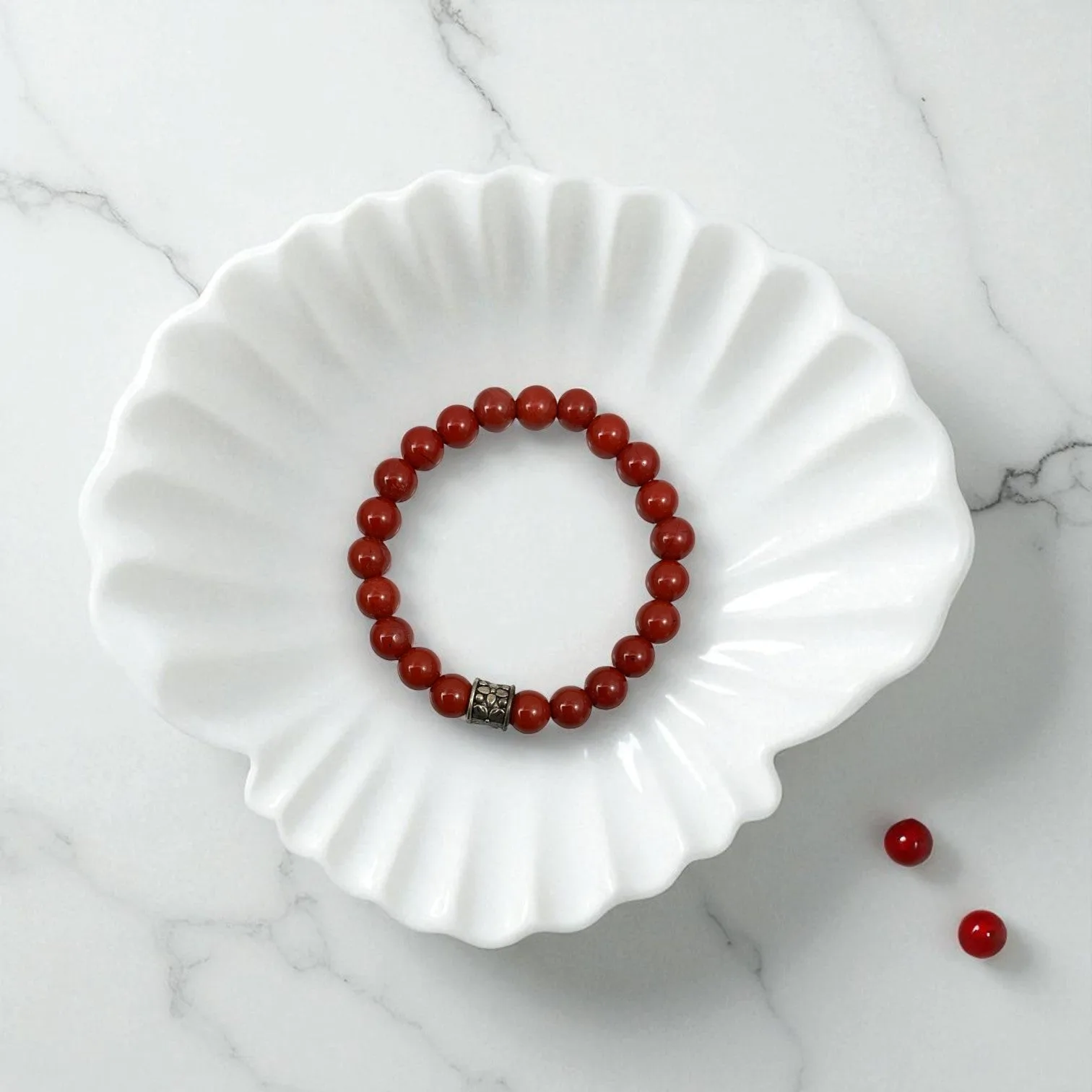 Classic Red Jasper Bead Bracelet