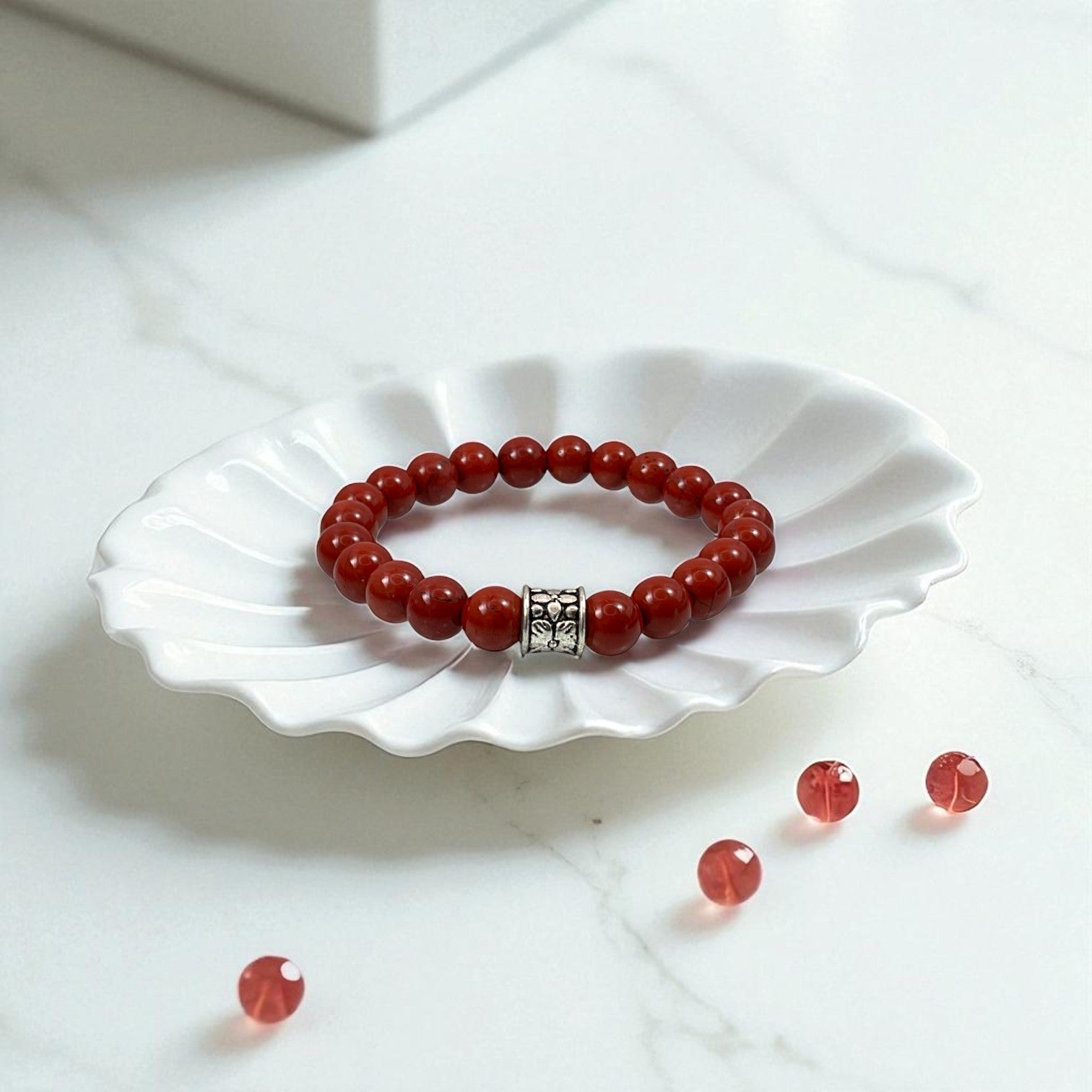 Classic Red Jasper Bead Bracelet