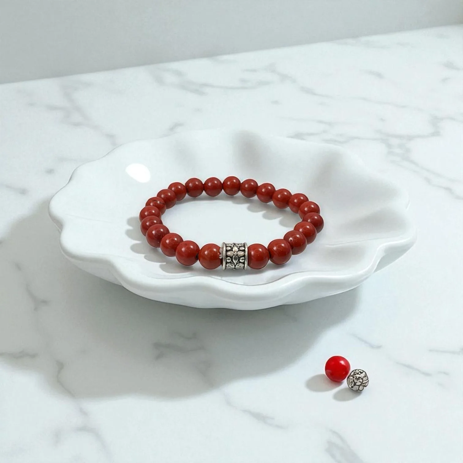 Classic Red Jasper Bead Bracelet