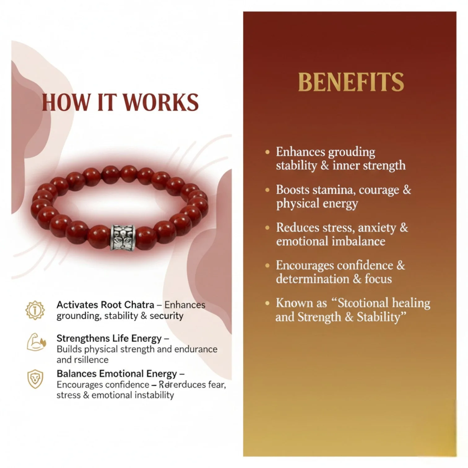 Classic Red Jasper Bead Bracelet