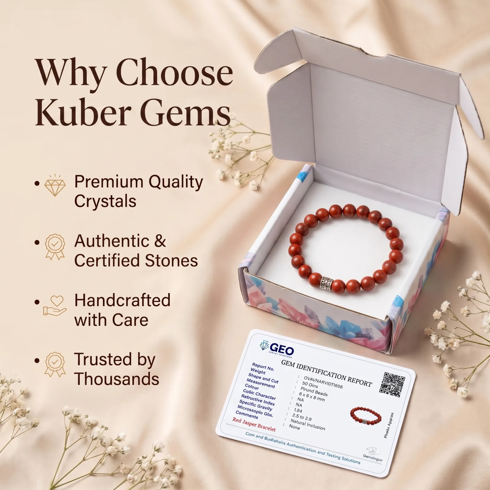 Classic Red Jasper Bead Bracelet