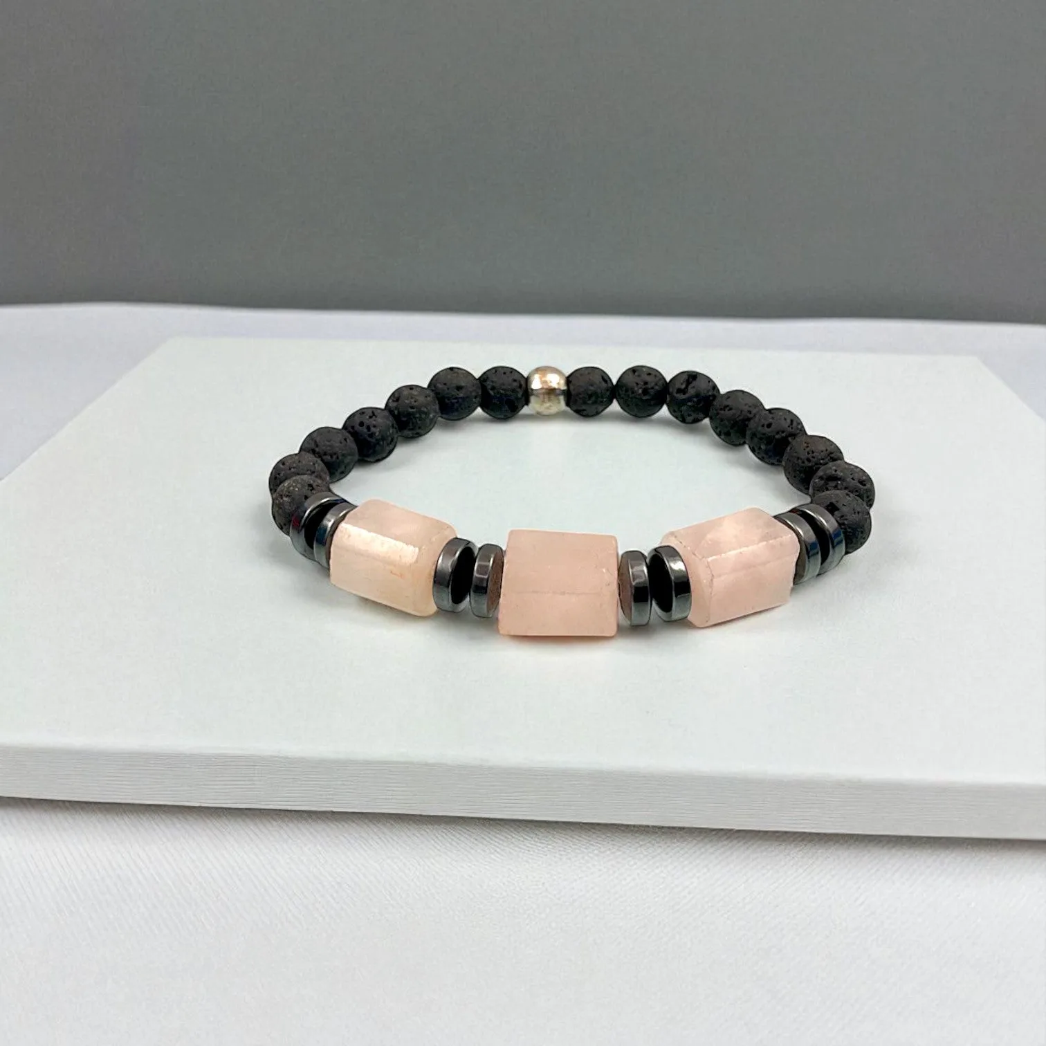Rose Quartz & Lava Bracelet