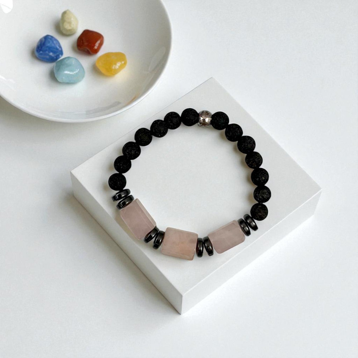 Rose Quartz & Lava Bracelet