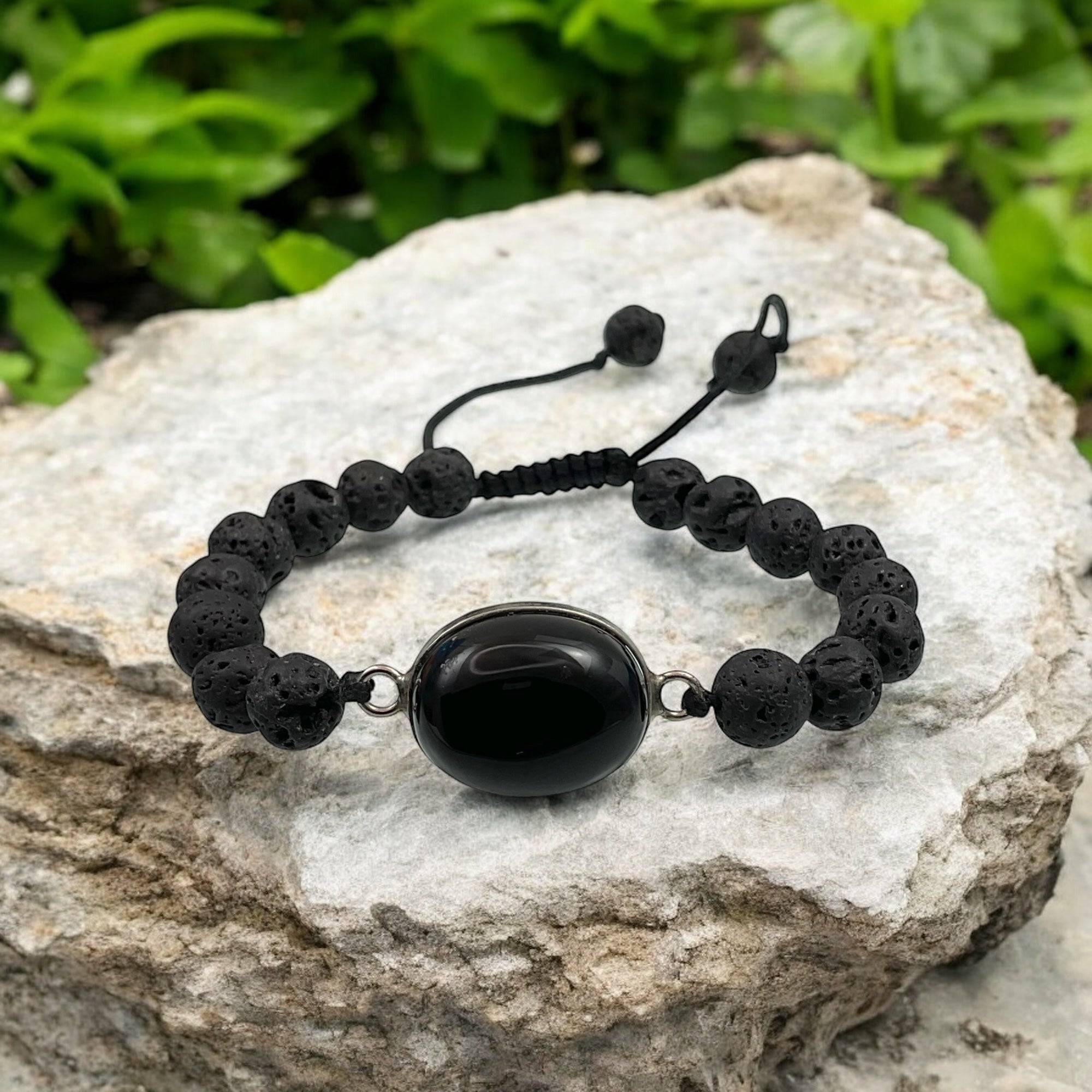Black Agate & Lava Stone Bracelet