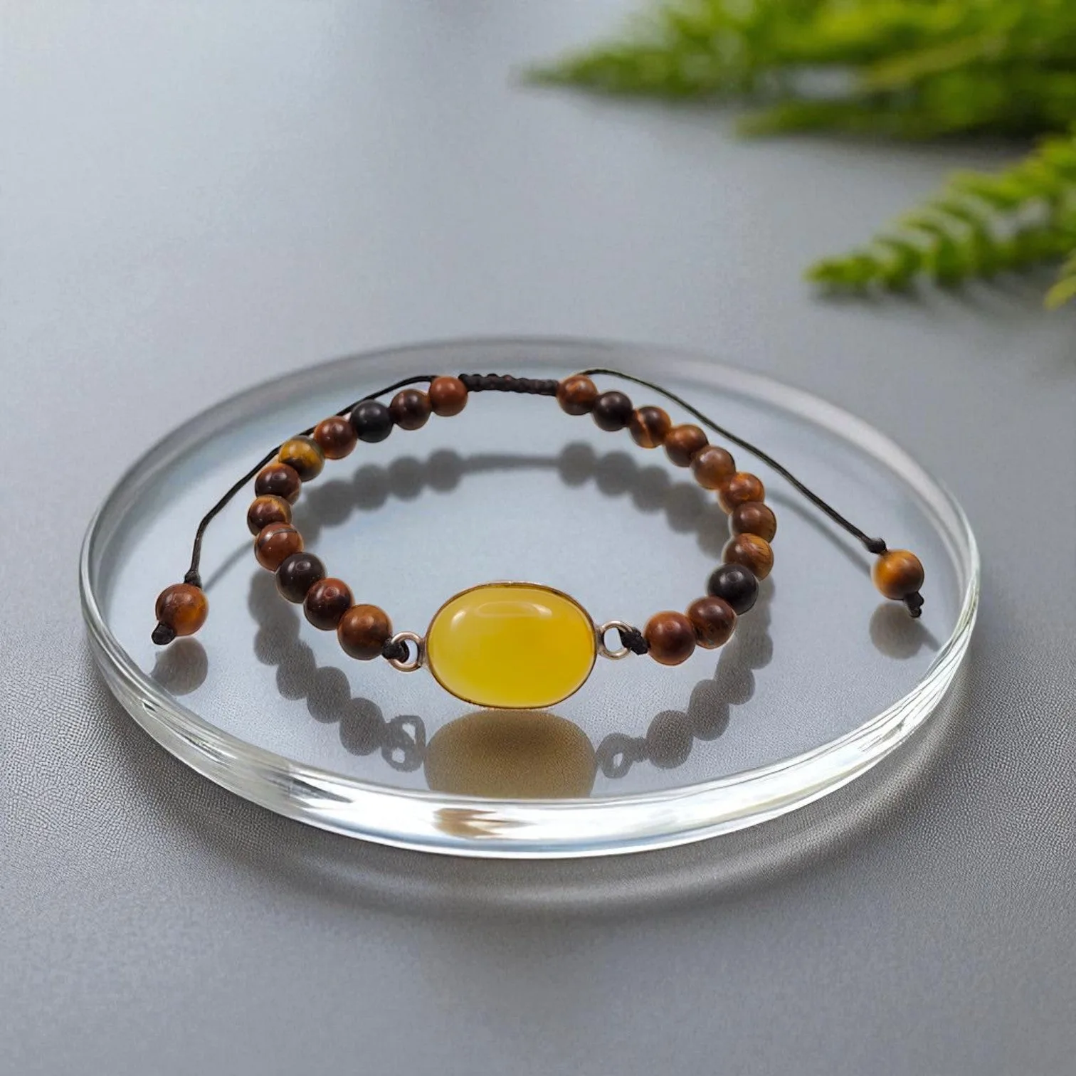 Yellow Chalcedony & Tiger Eye Energy Bracelet
