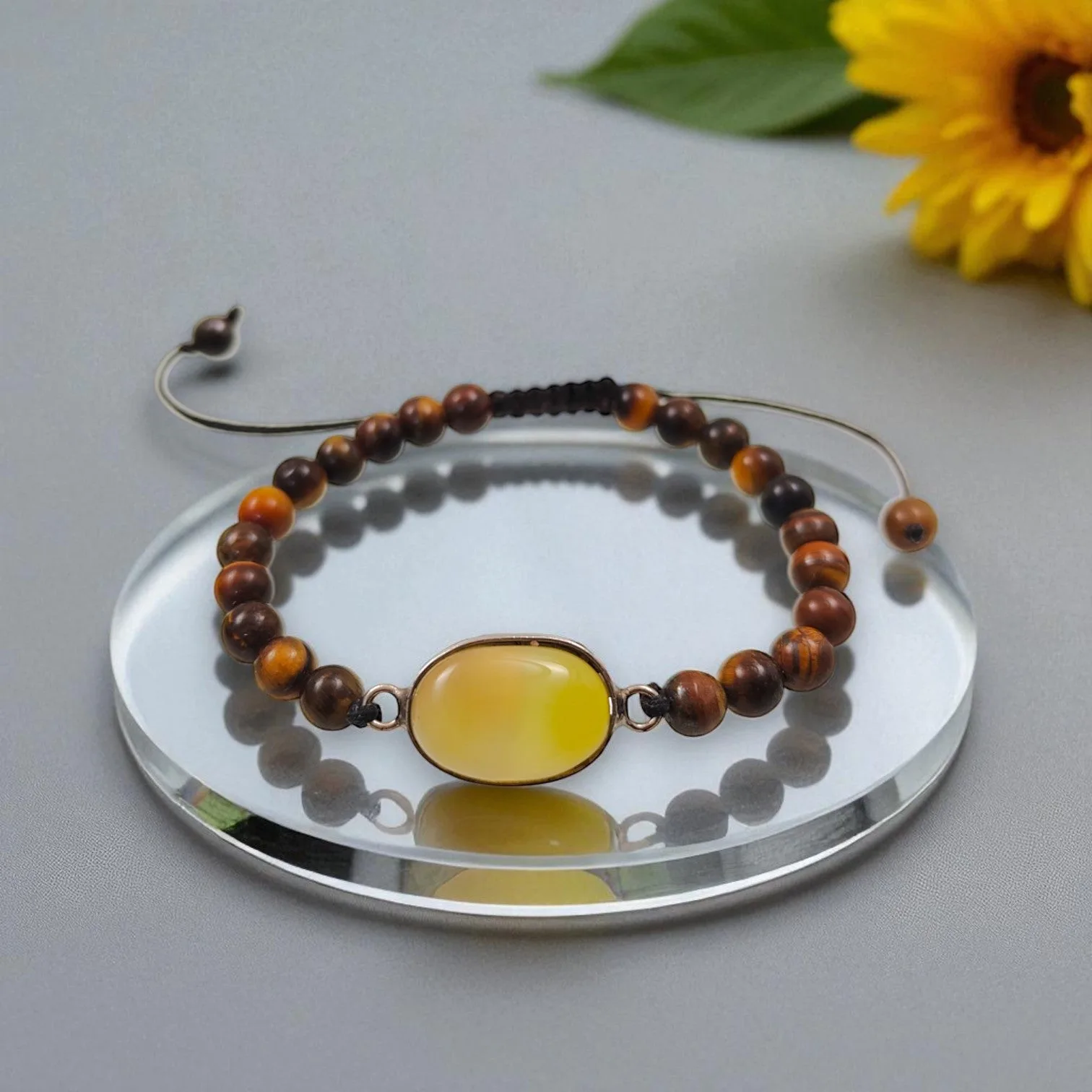 Yellow Chalcedony & Tiger Eye Energy Bracelet