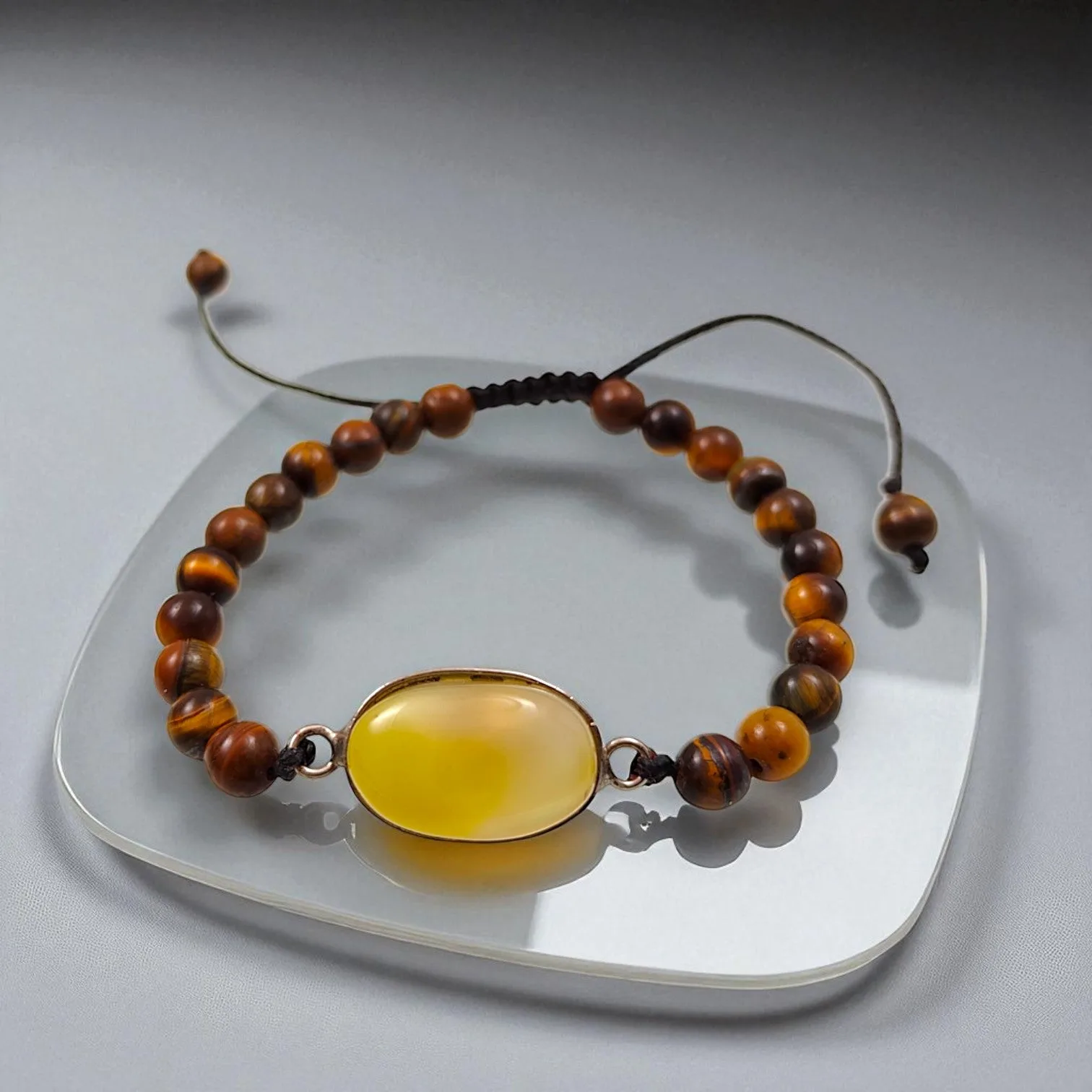 Yellow Chalcedony & Tiger Eye Energy Bracelet