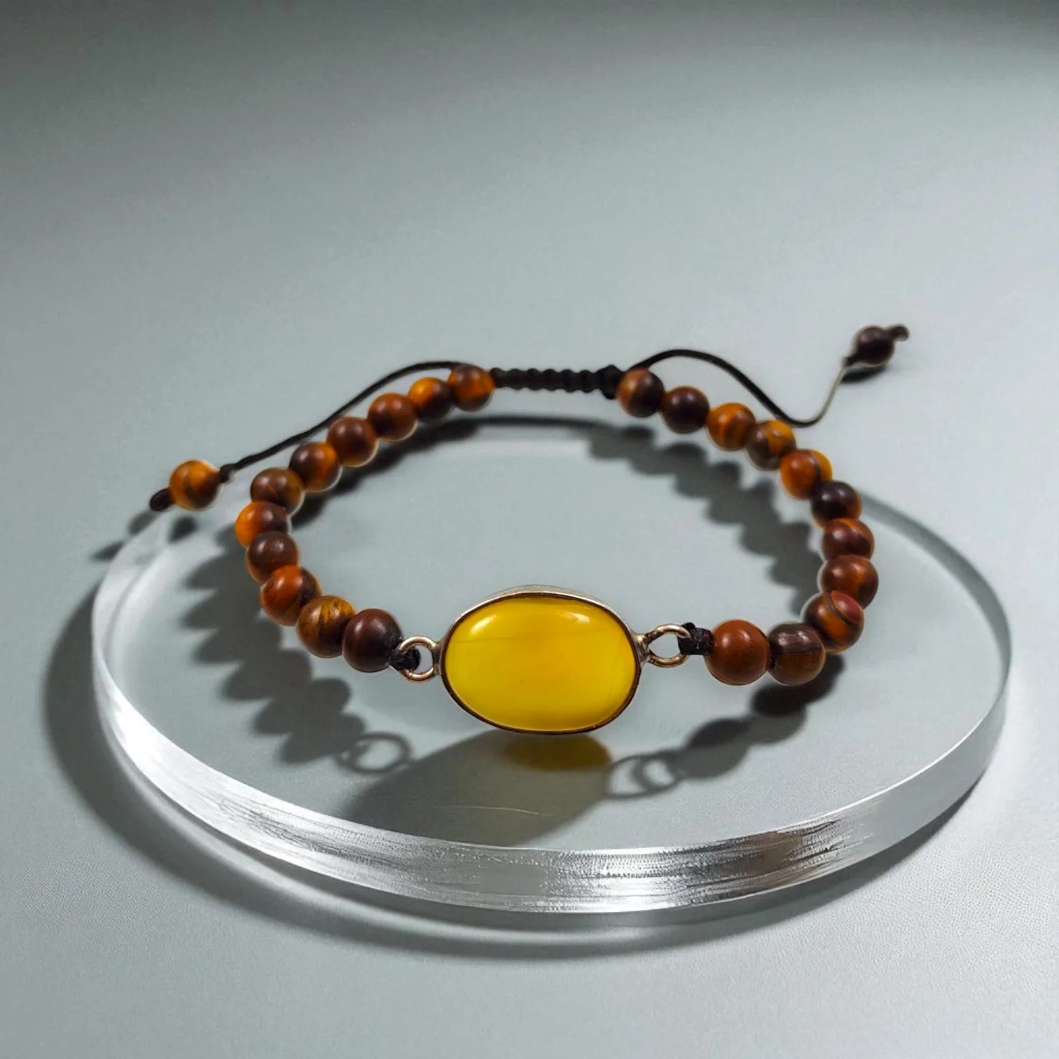 Yellow Chalcedony & Tiger Eye Energy Bracelet