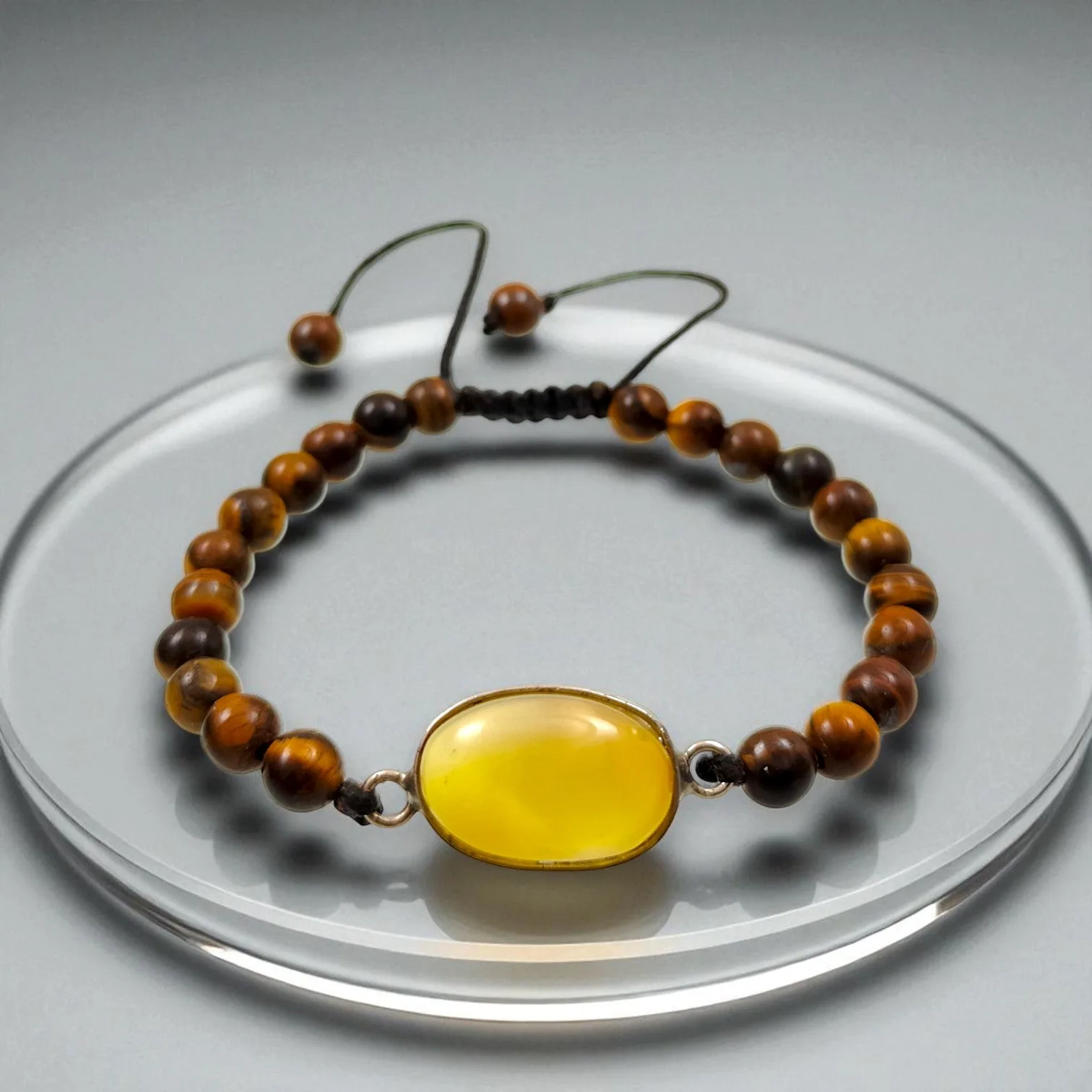 Yellow Chalcedony & Tiger Eye Energy Bracelet