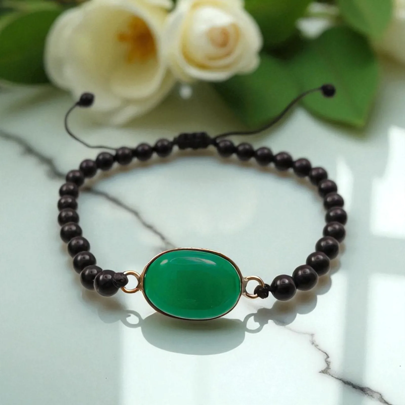 Green Agate & Black Agate Bracelet