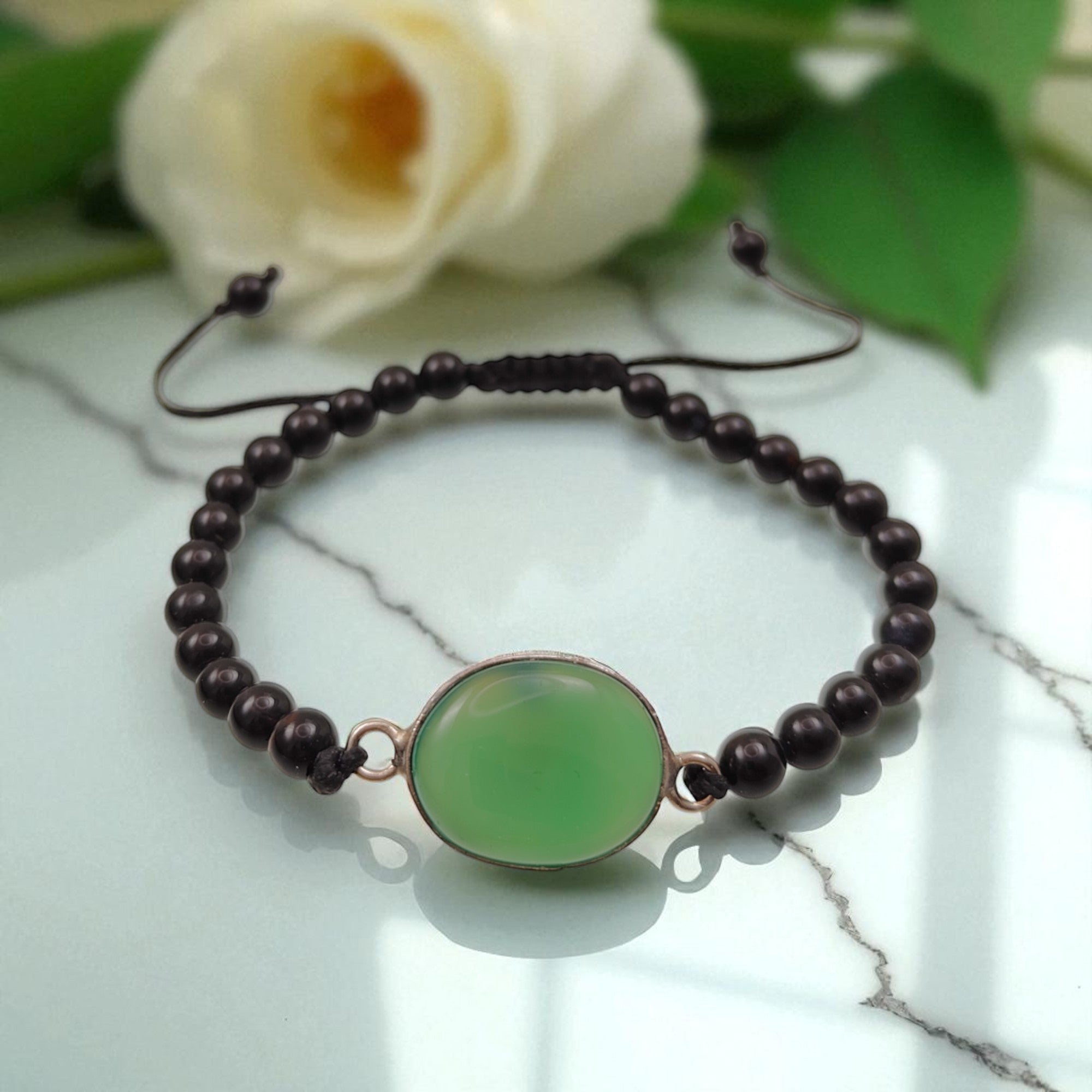 Green Agate & Black Agate Bracelet