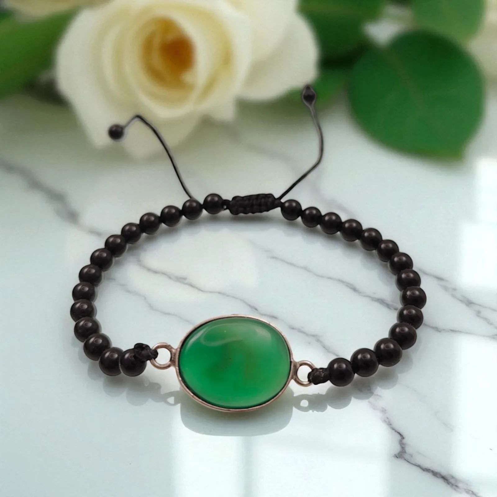 Green Agate & Black Agate Bracelet