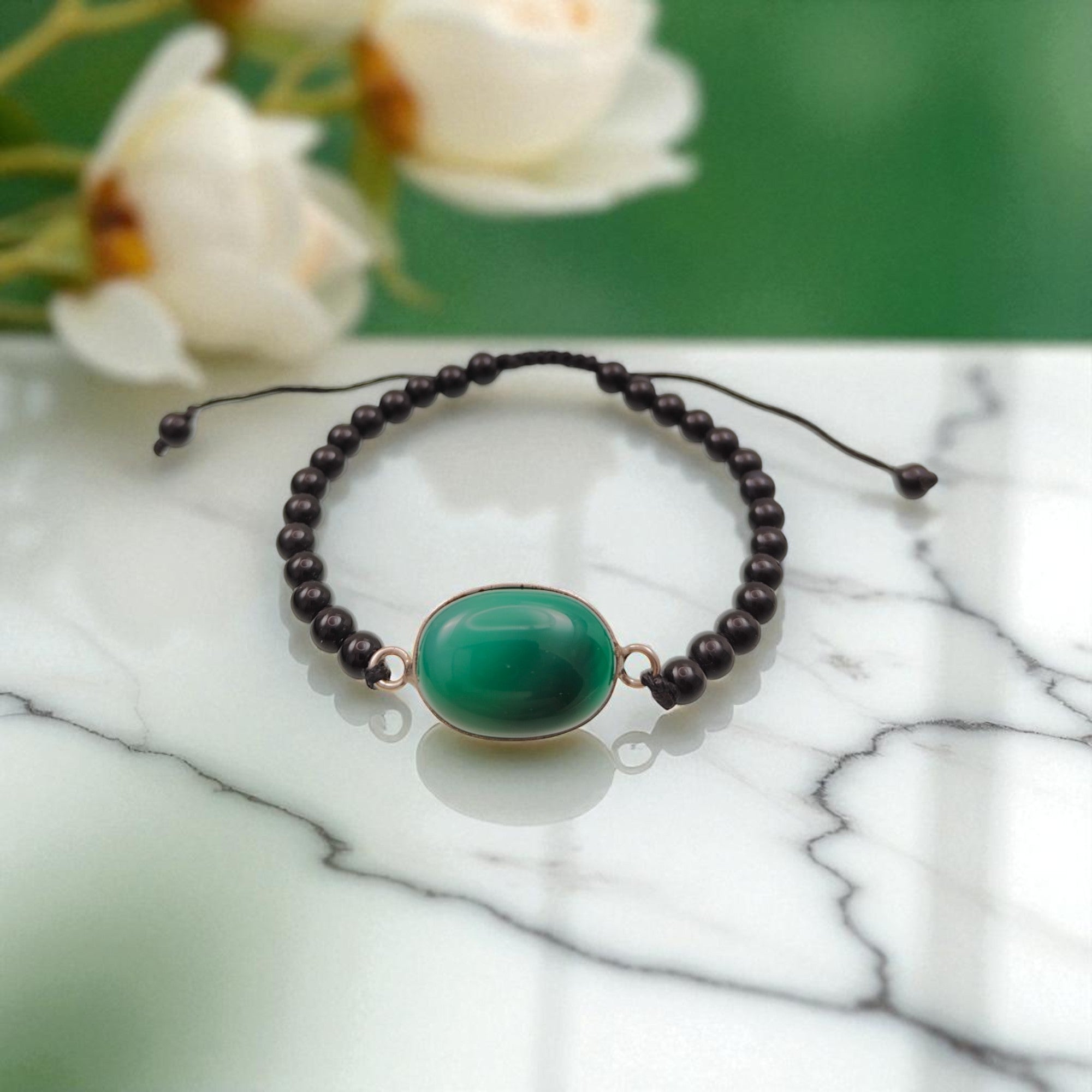 Green Agate & Black Agate Bracelet