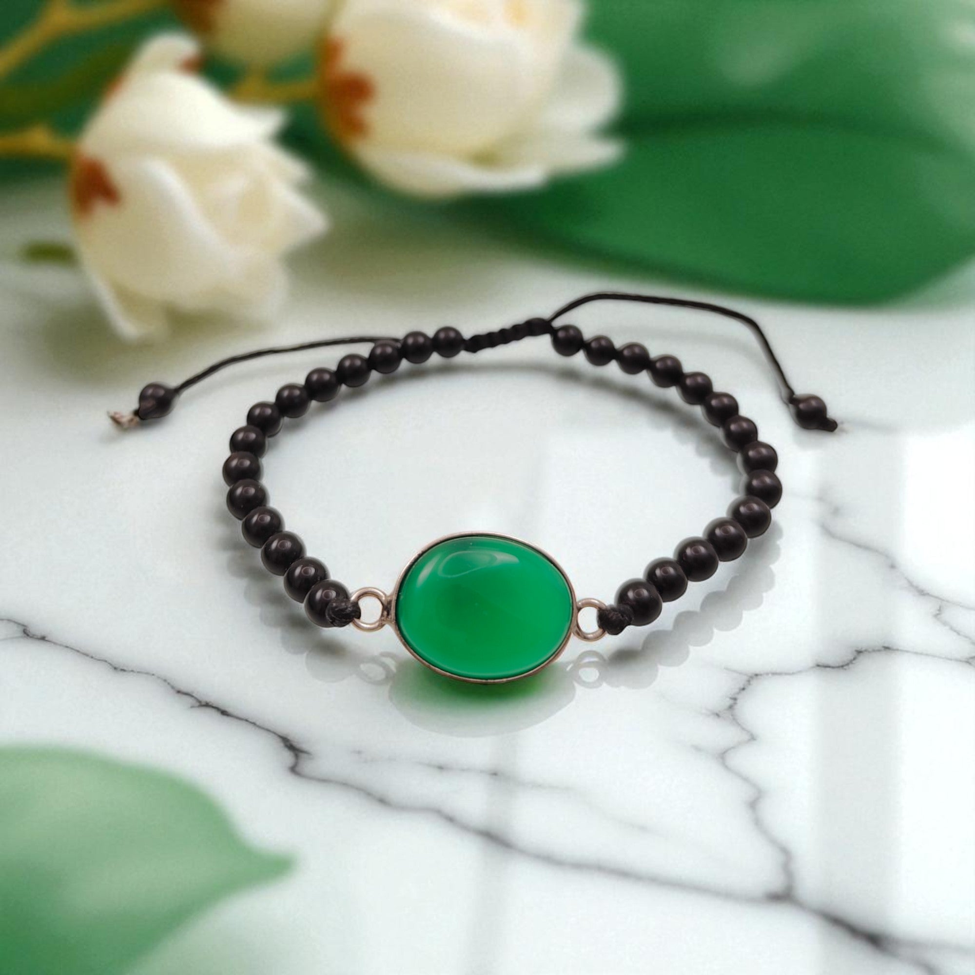 Green Agate & Black Agate Bracelet