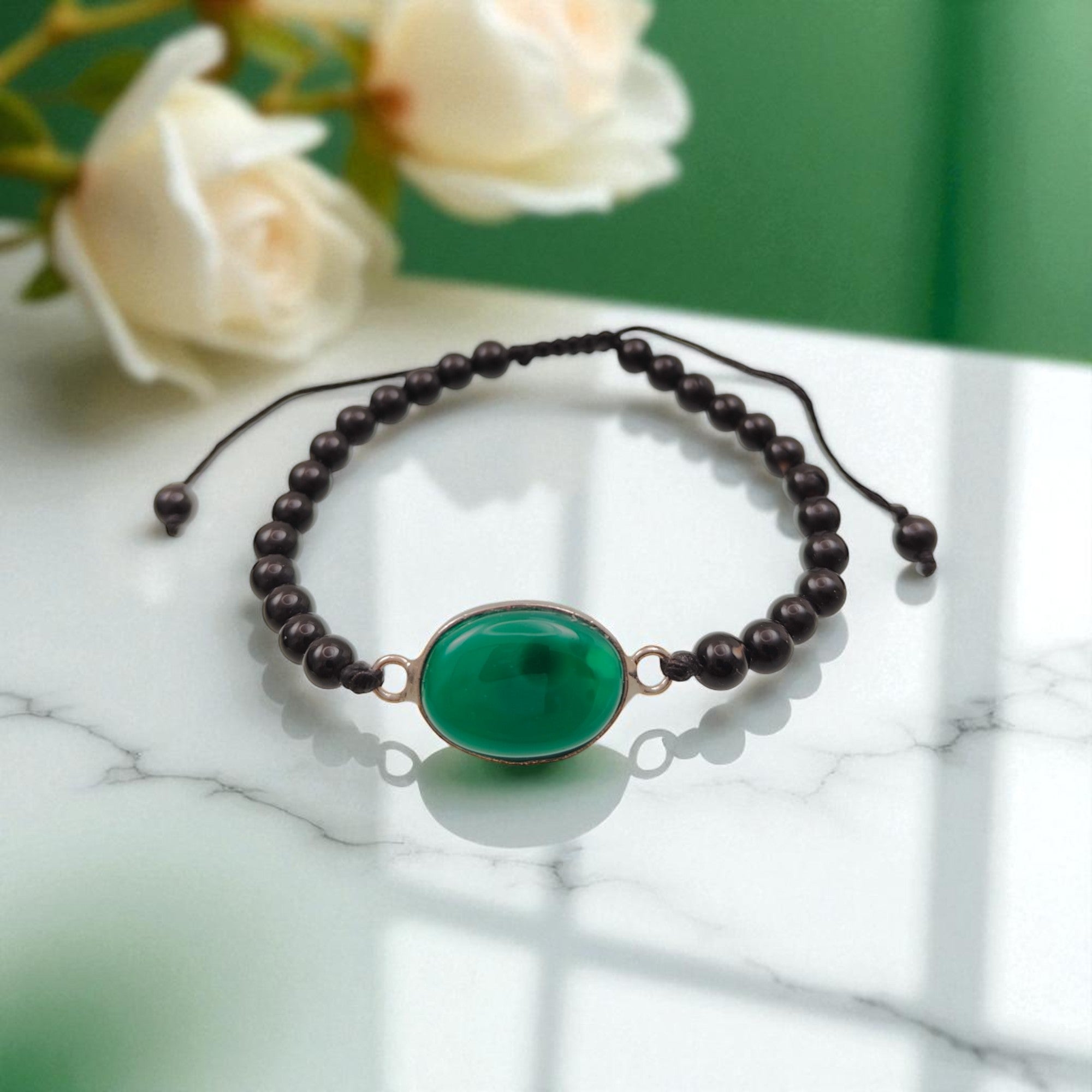 Green Agate & Black Agate Bracelet