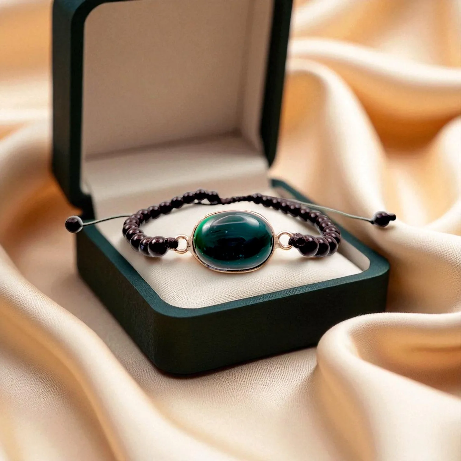 Green Agate & Black Agate Bracelet