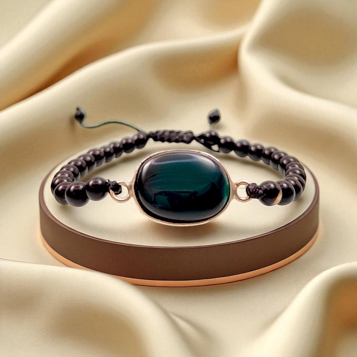 Green Agate & Black Agate Bracelet