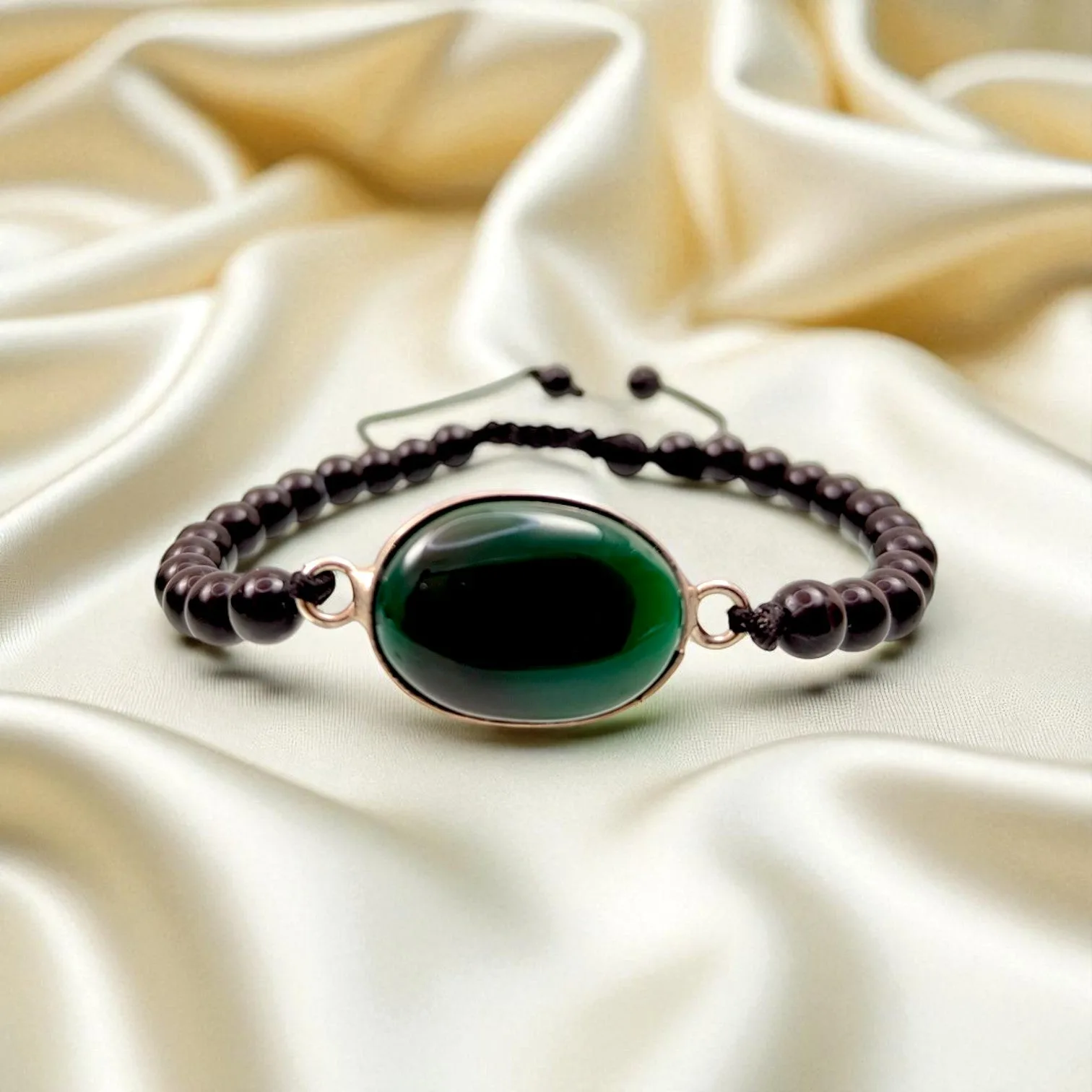 Green Agate & Black Agate Bracelet