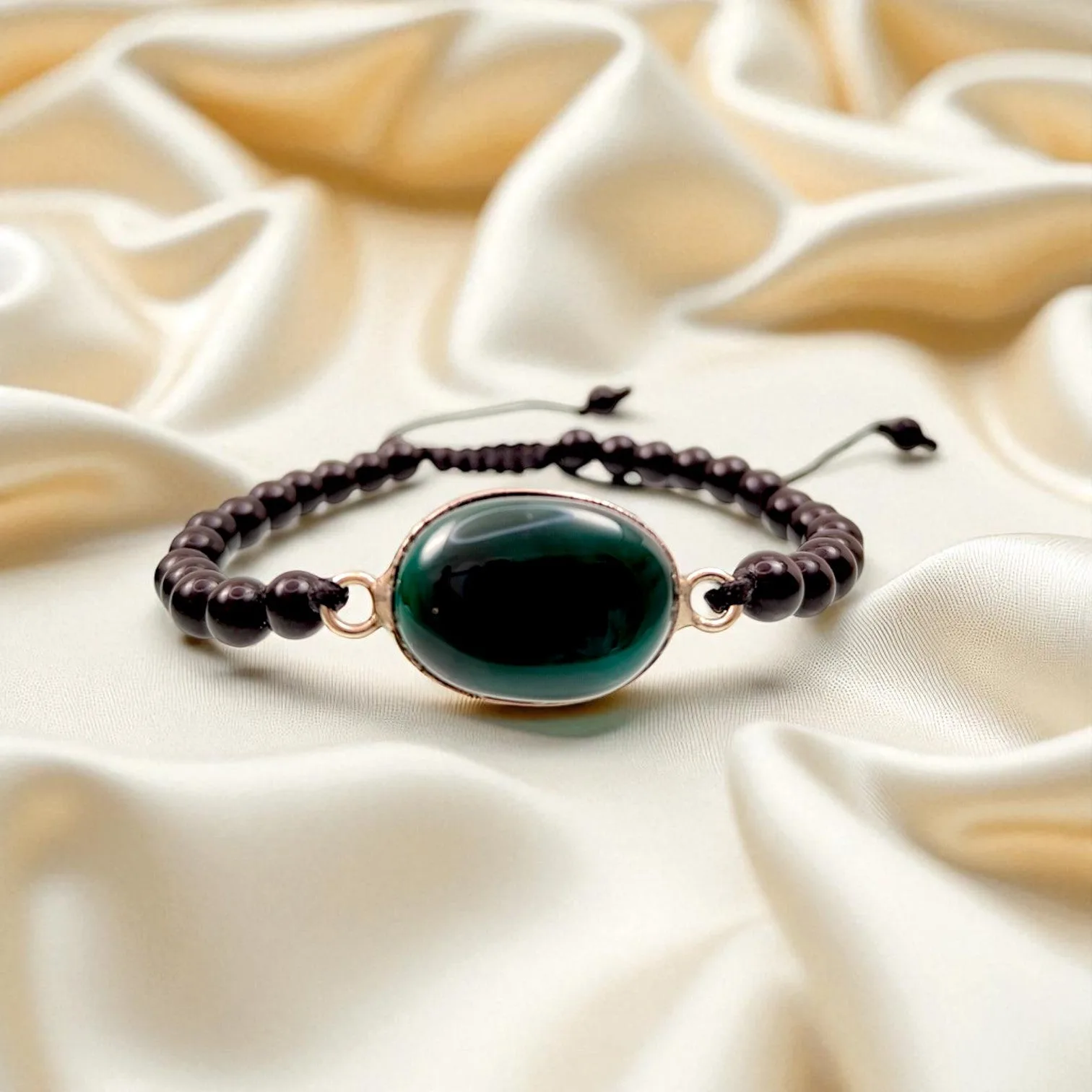 Green Agate & Black Agate Bracelet