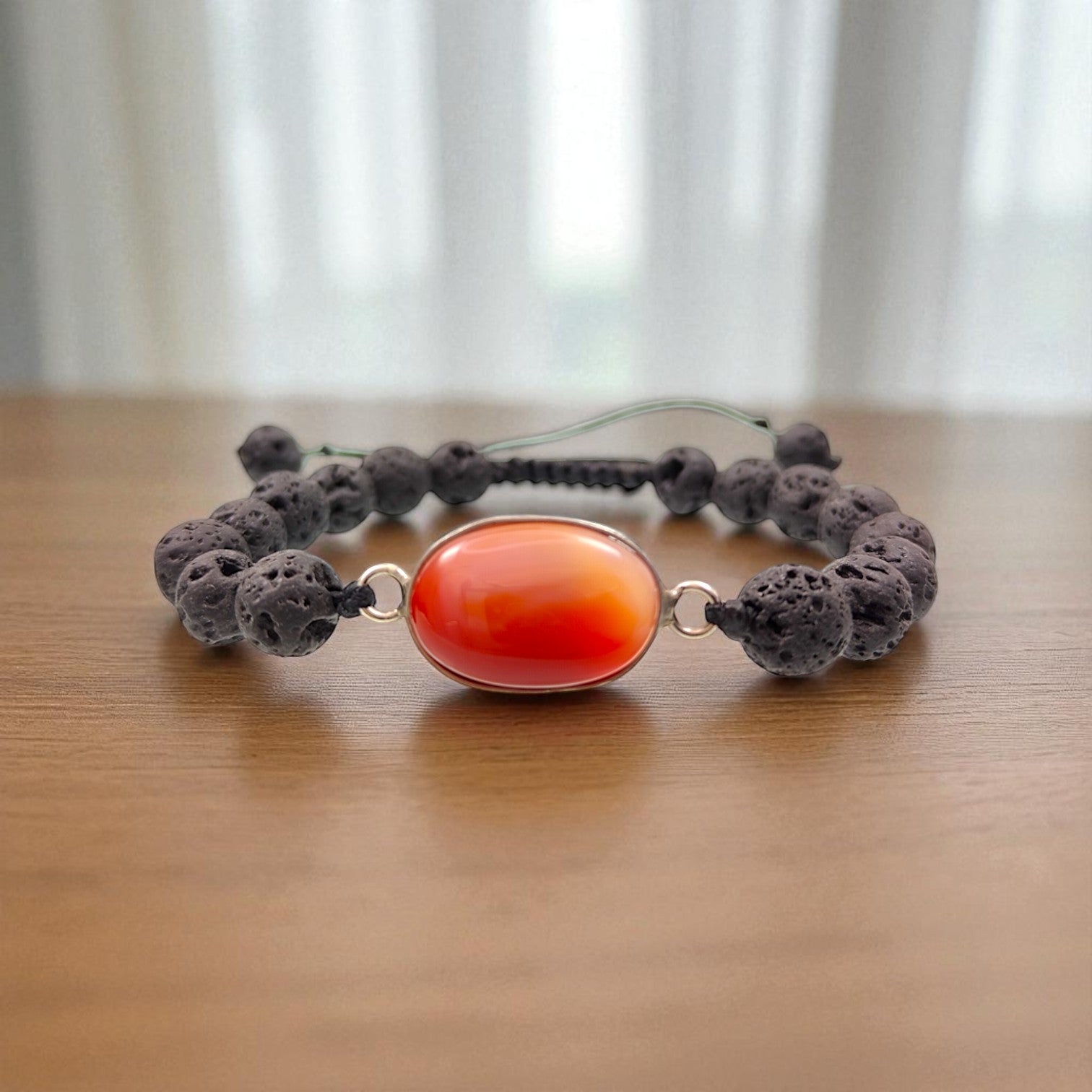 Carnelian & Lava Stone Energy Bracelet 8 mm