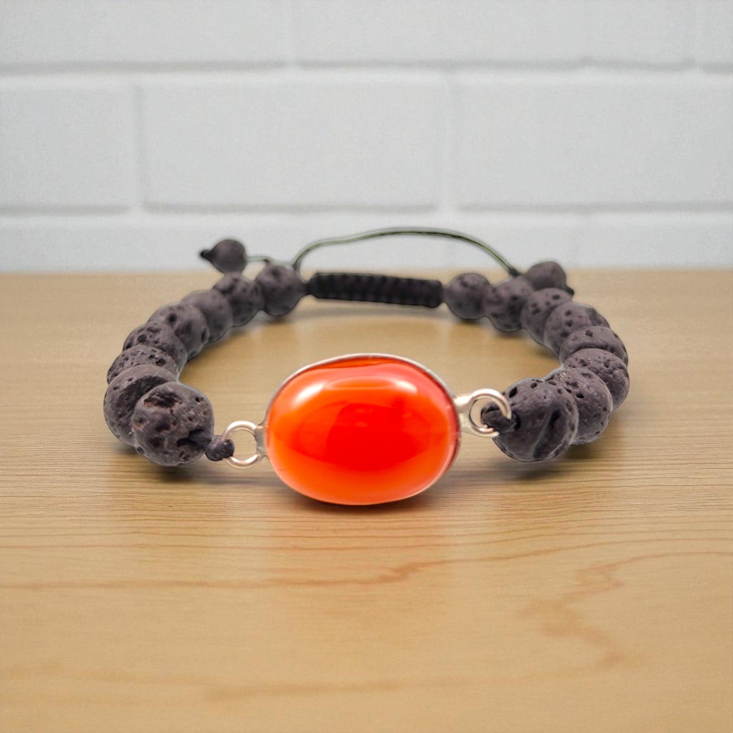 Carnelian & Lava Stone Energy Bracelet 8 mm