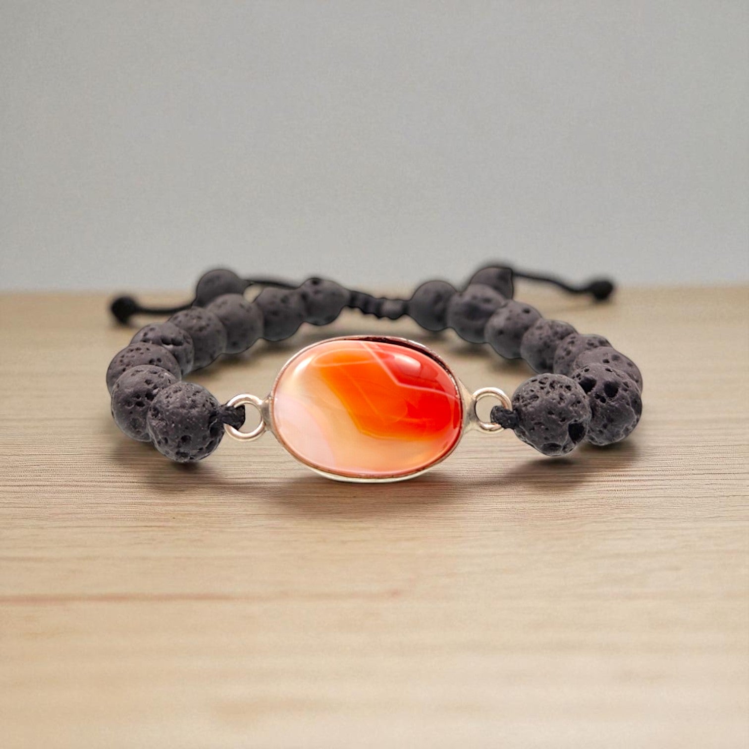 Carnelian & Lava Stone Energy Bracelet 8 mm