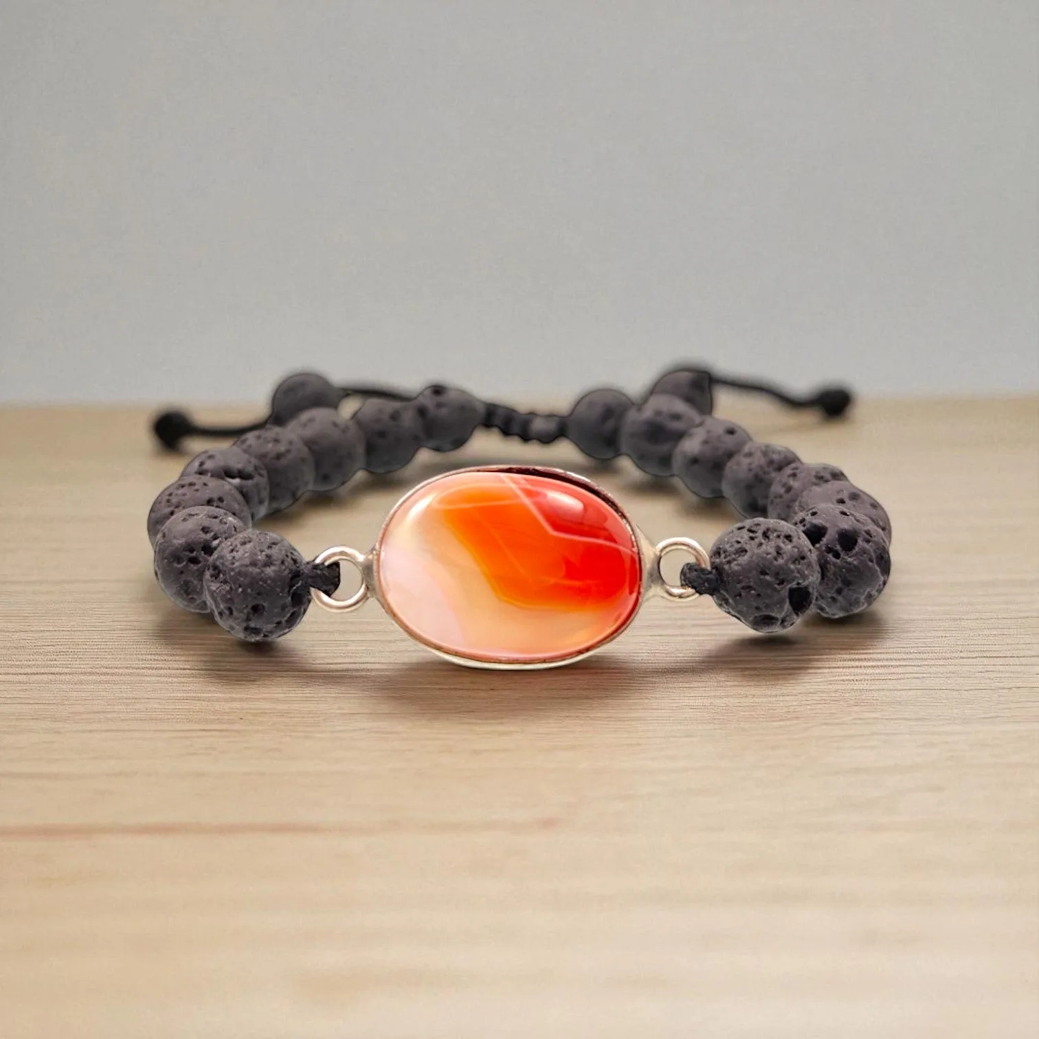 Carnelian & Lava Stone Energy Bracelet 8 mm