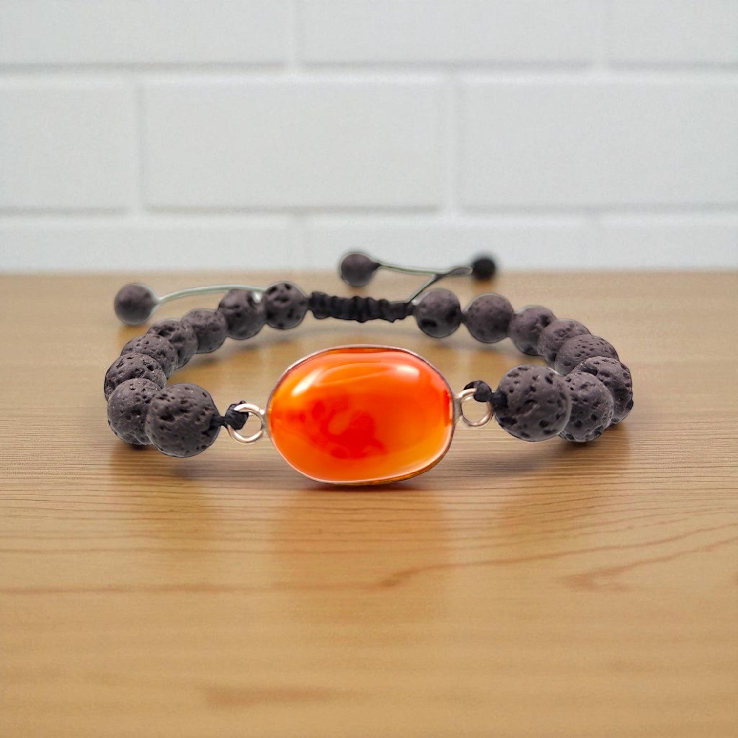 Carnelian & Lava Stone Energy Bracelet 8 mm