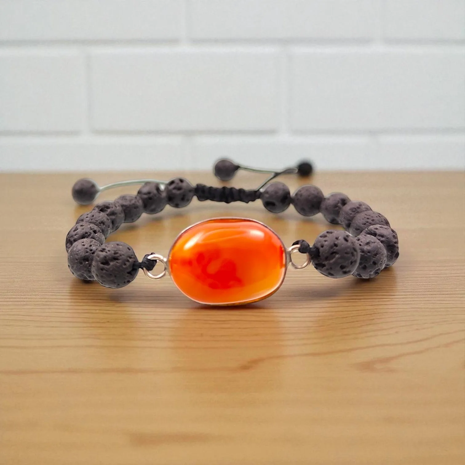 Carnelian & Lava Stone Energy Bracelet 8 mm