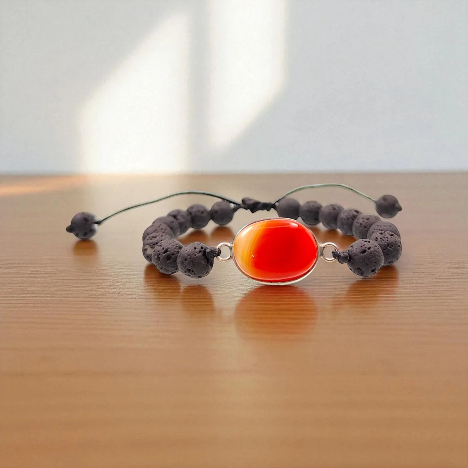 Carnelian & Lava Stone Energy Bracelet 8 mm