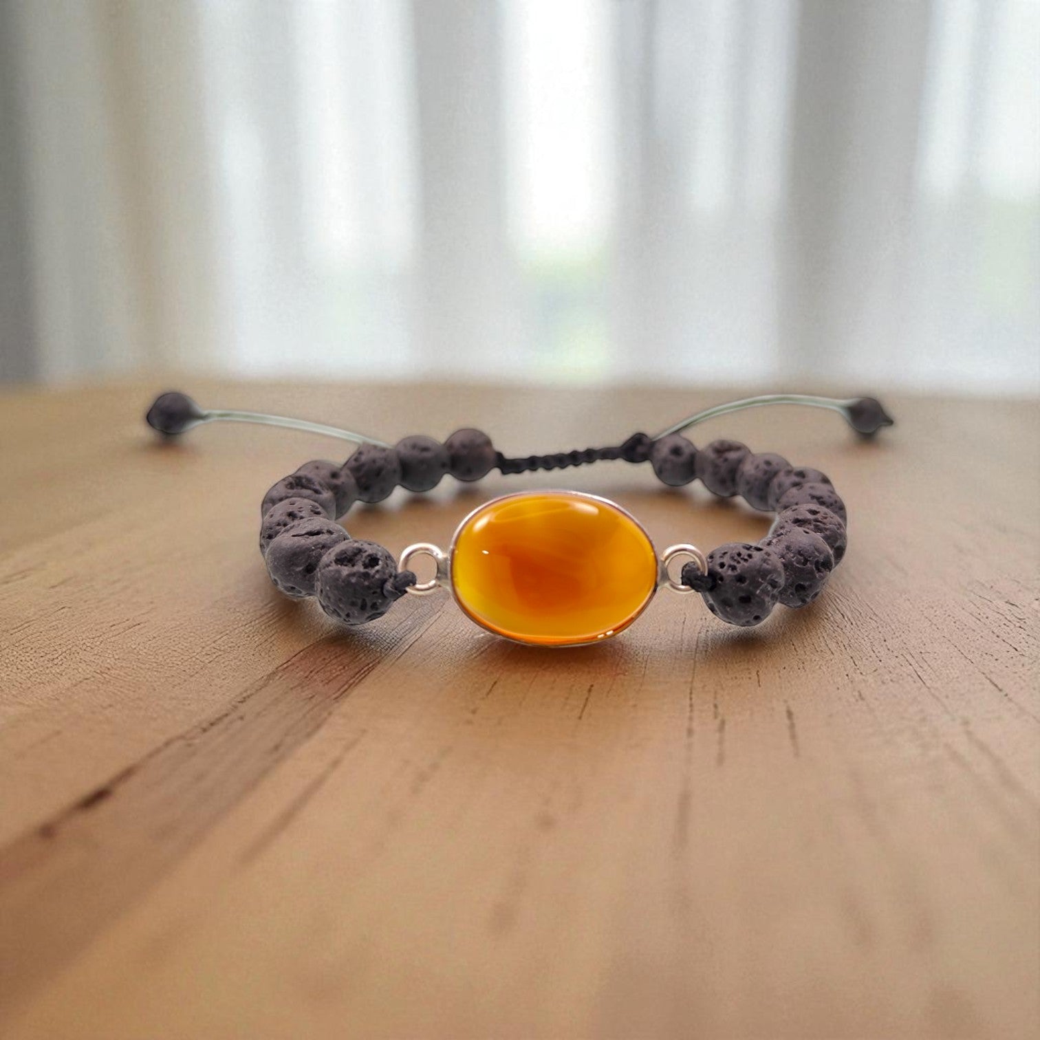Carnelian & Lava Stone Energy Bracelet 8 mm