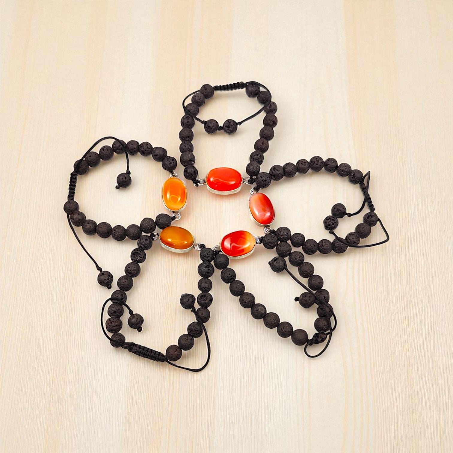 Carnelian & Lava Stone Energy Bracelet 8 mm