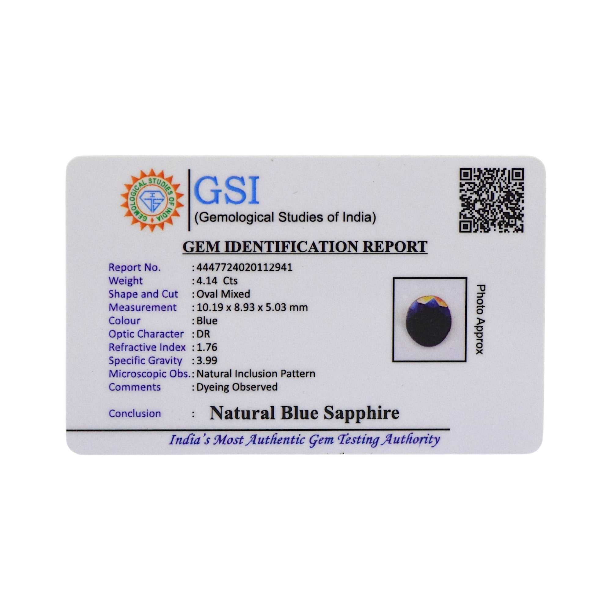 Blue Sapphire - 4.14 Carat