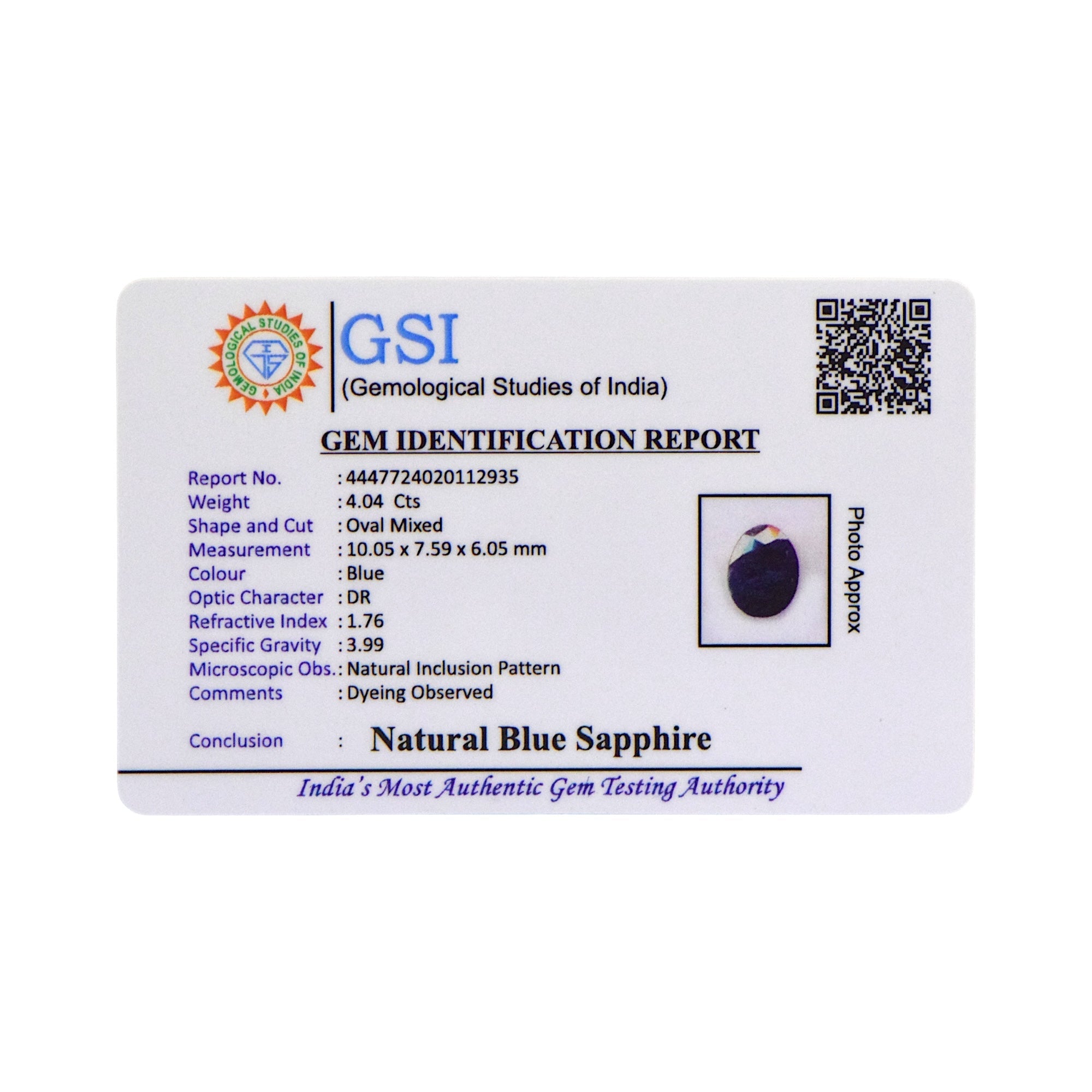 Blue Sapphire - 4.04 Carat