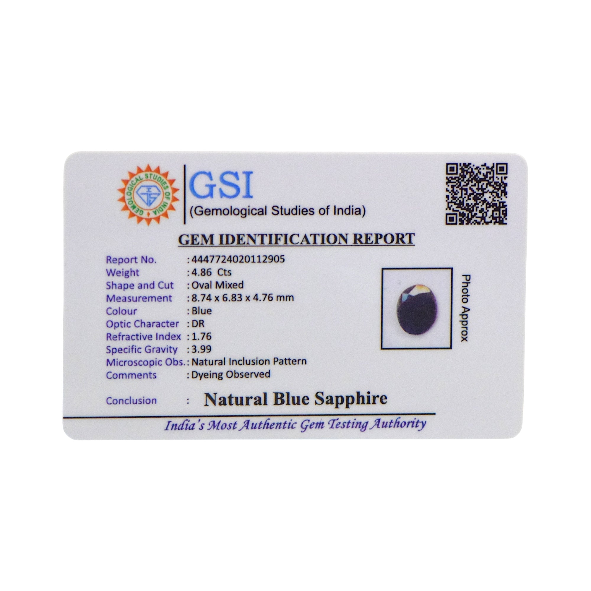 Blue Sapphire - 4.86 Carat