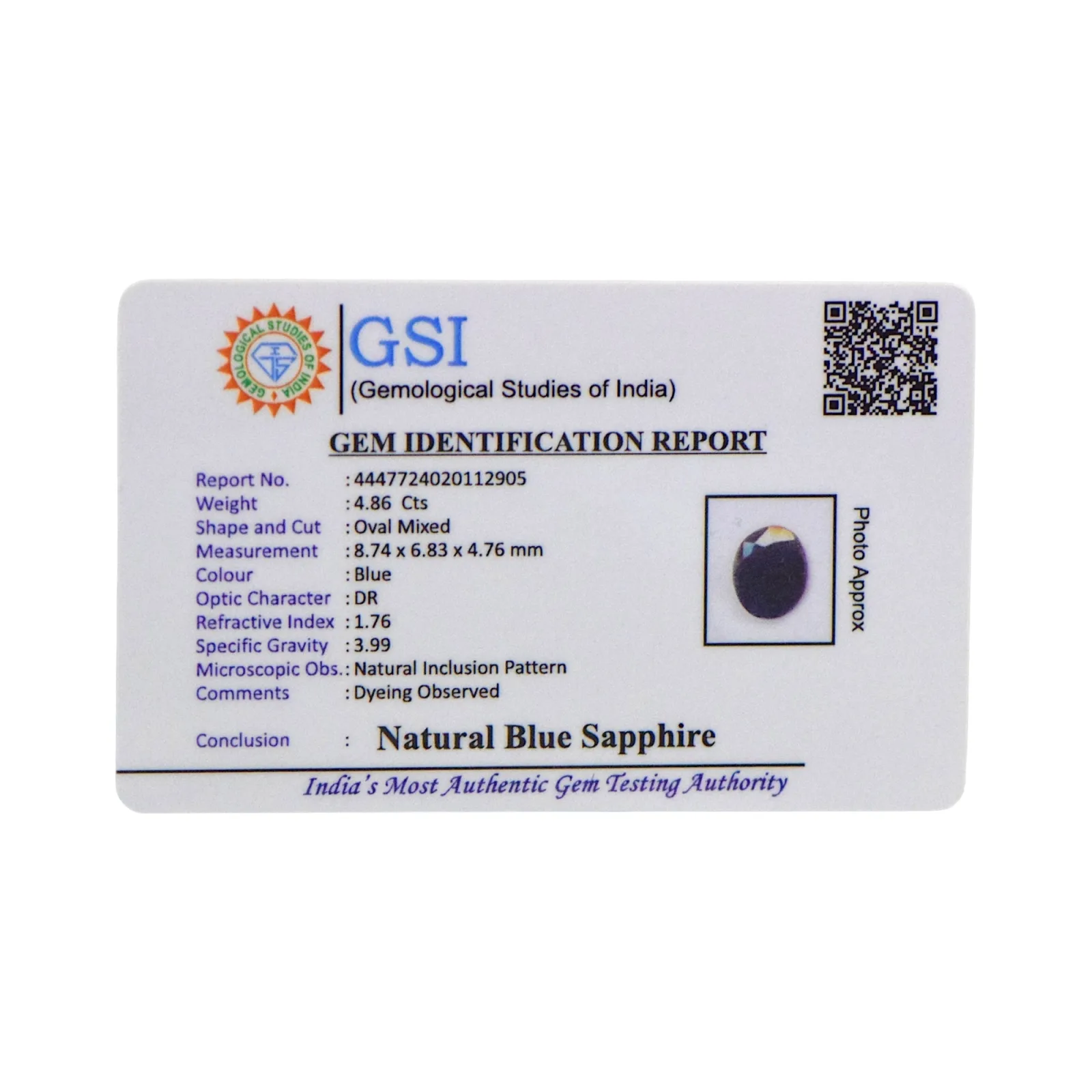 Blue Sapphire - 4.86 Carat