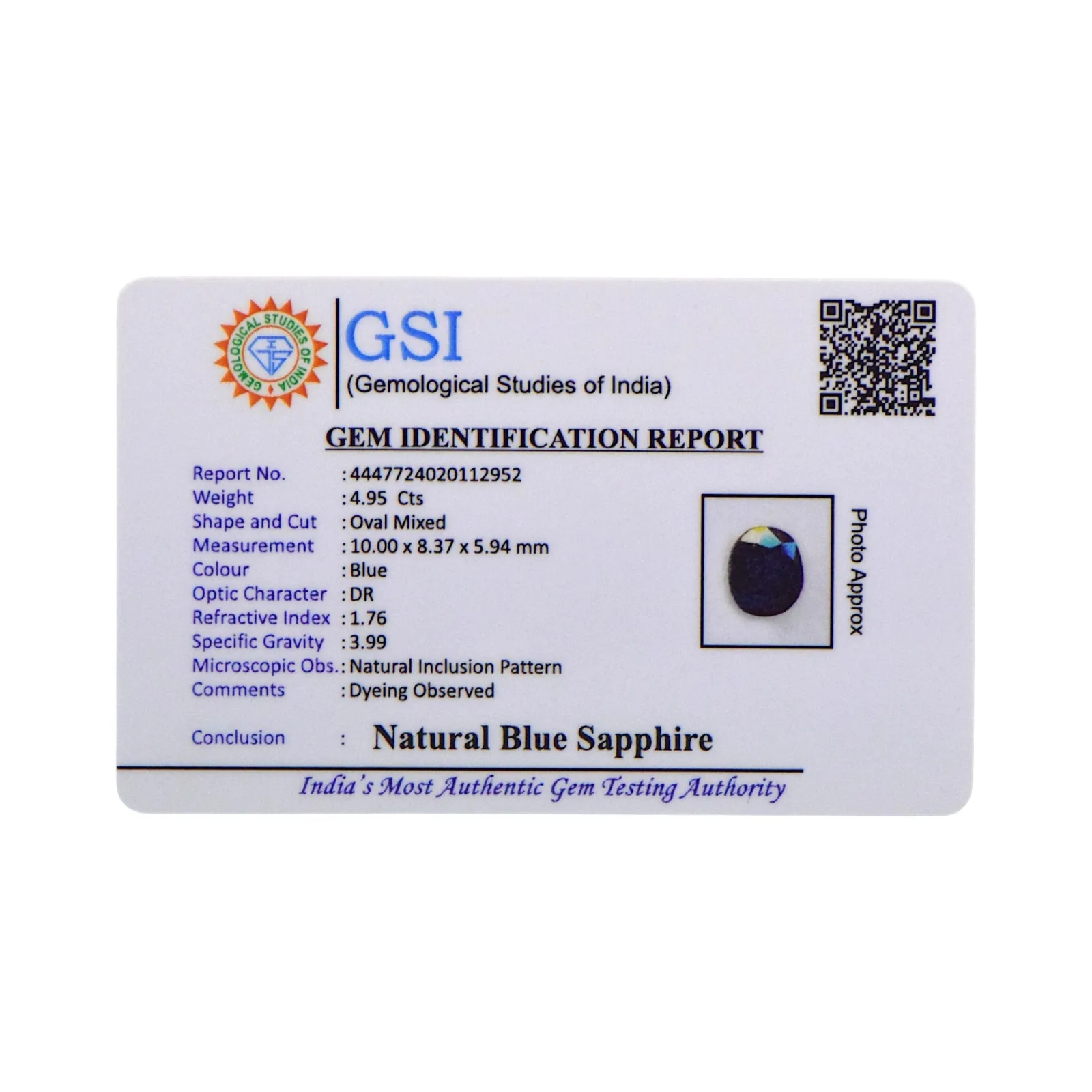 Blue Sapphire - 4.95 Carat