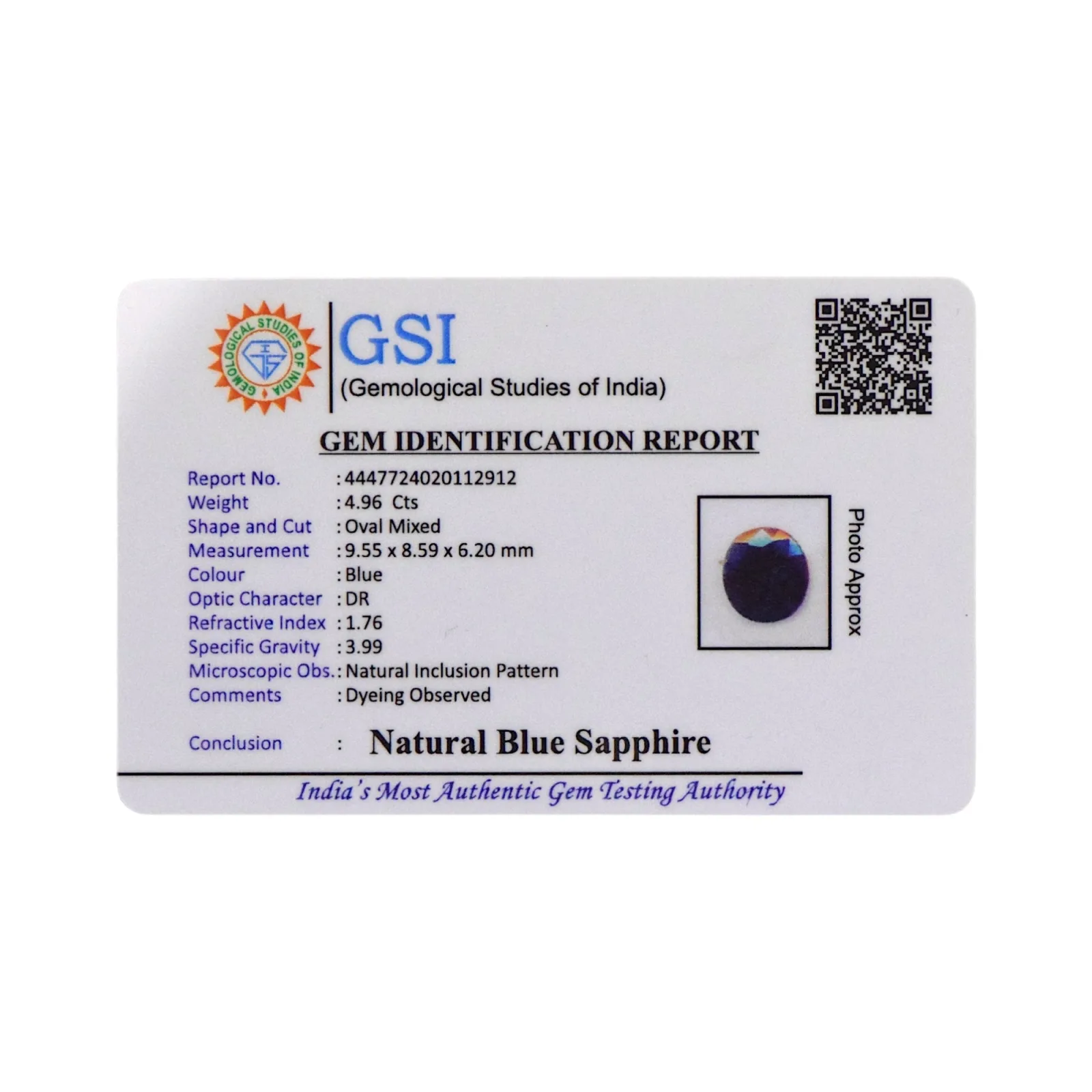 Blue Sapphire - 4.96 Carat
