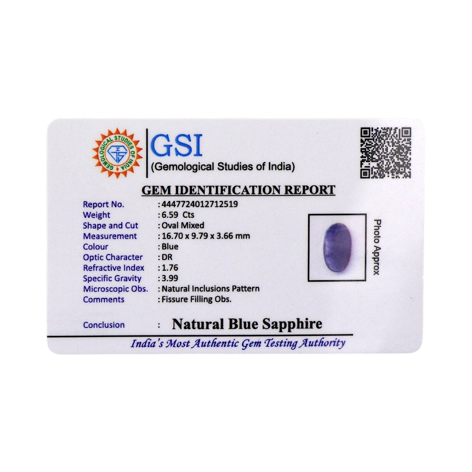 Blue Sapphire - 6.59 Carat